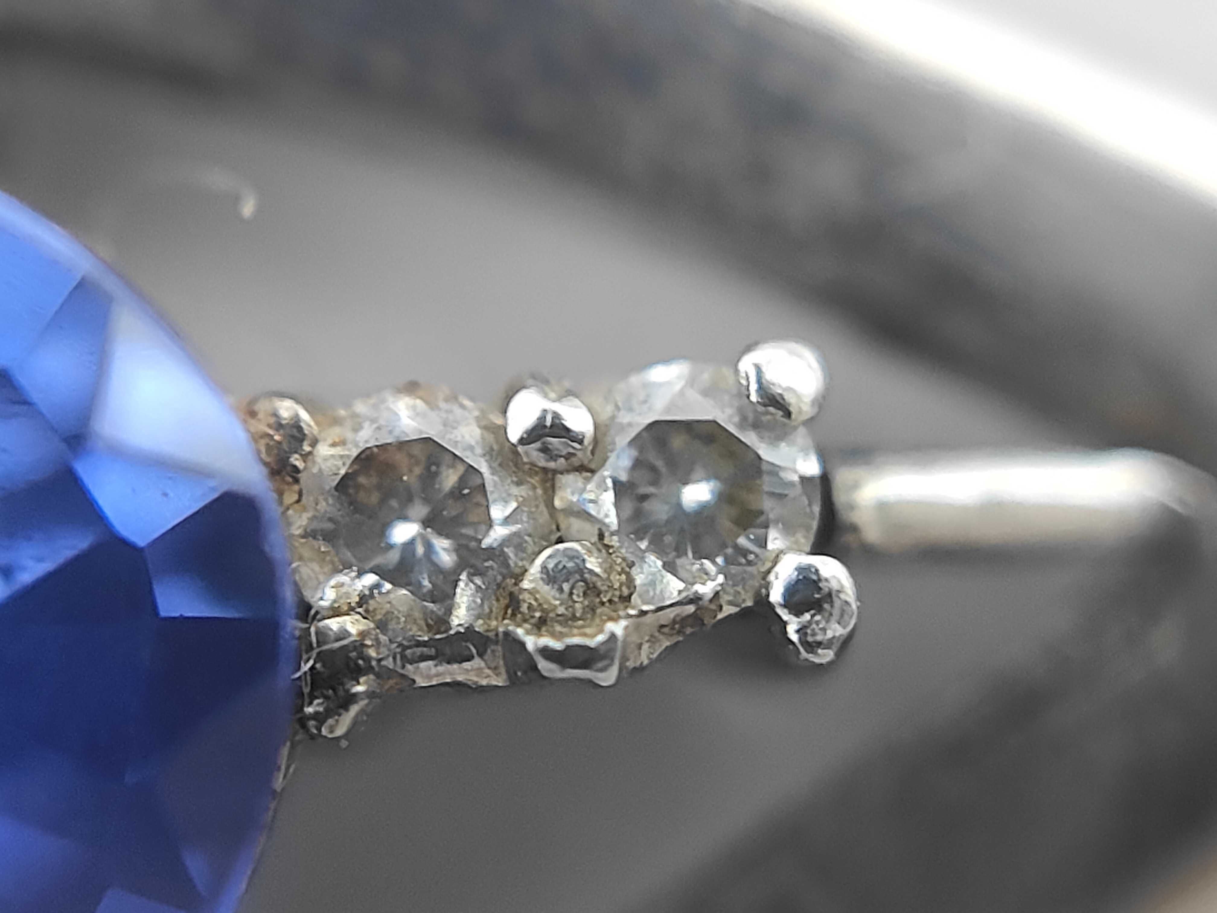 Platinum 900 Blue Sapphire and Diamond Teardrop Pendant, 1.85 Carats