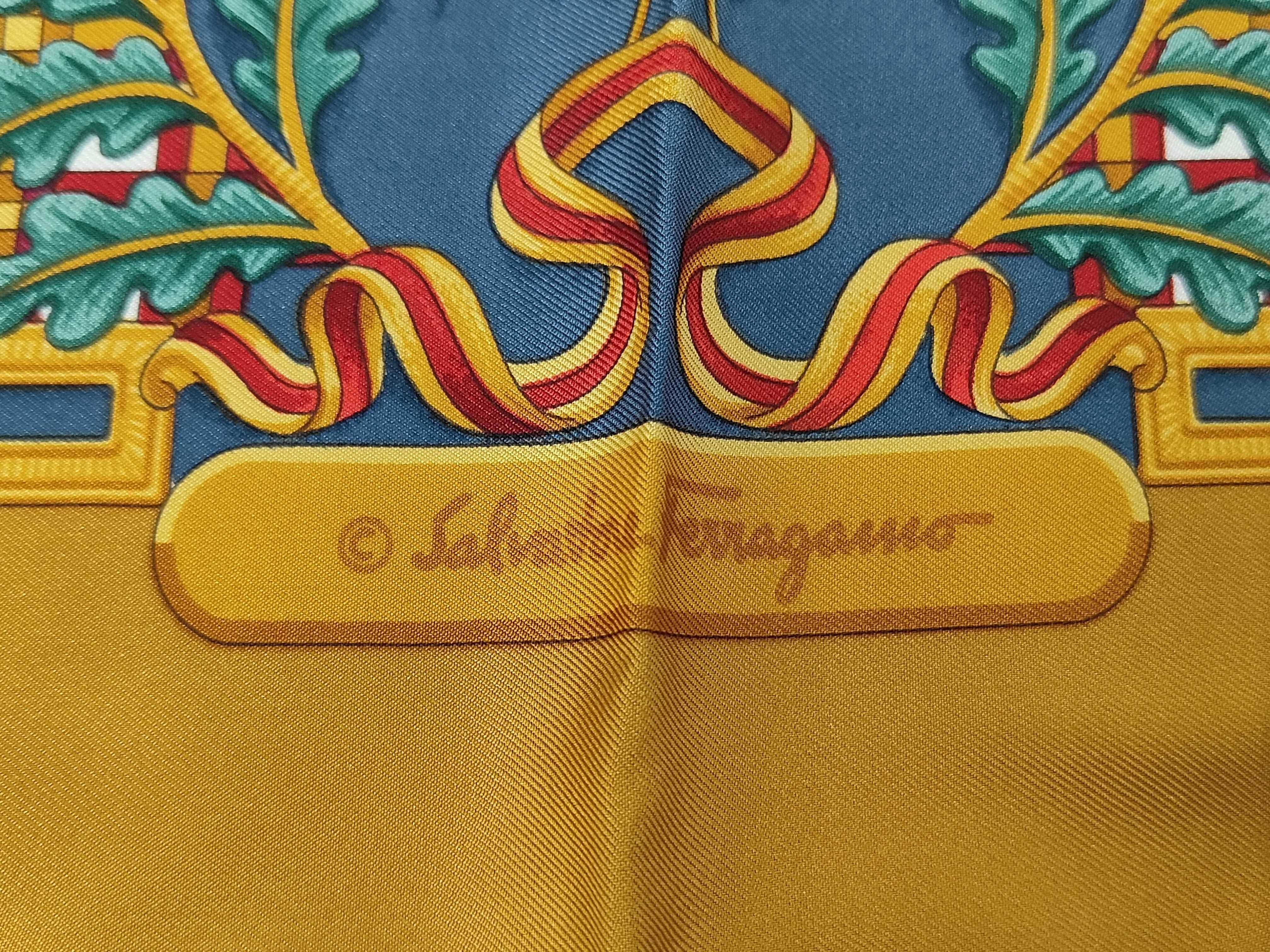 Salvatore Ferragamo Silk Twill Scarf with Sporting and Equestrian Theme