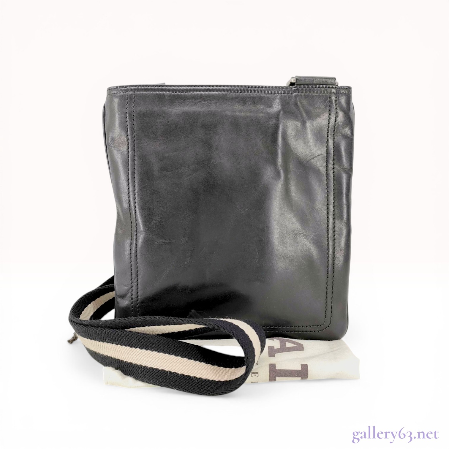 Bally Black Leather Trainspotting Messenger Bag