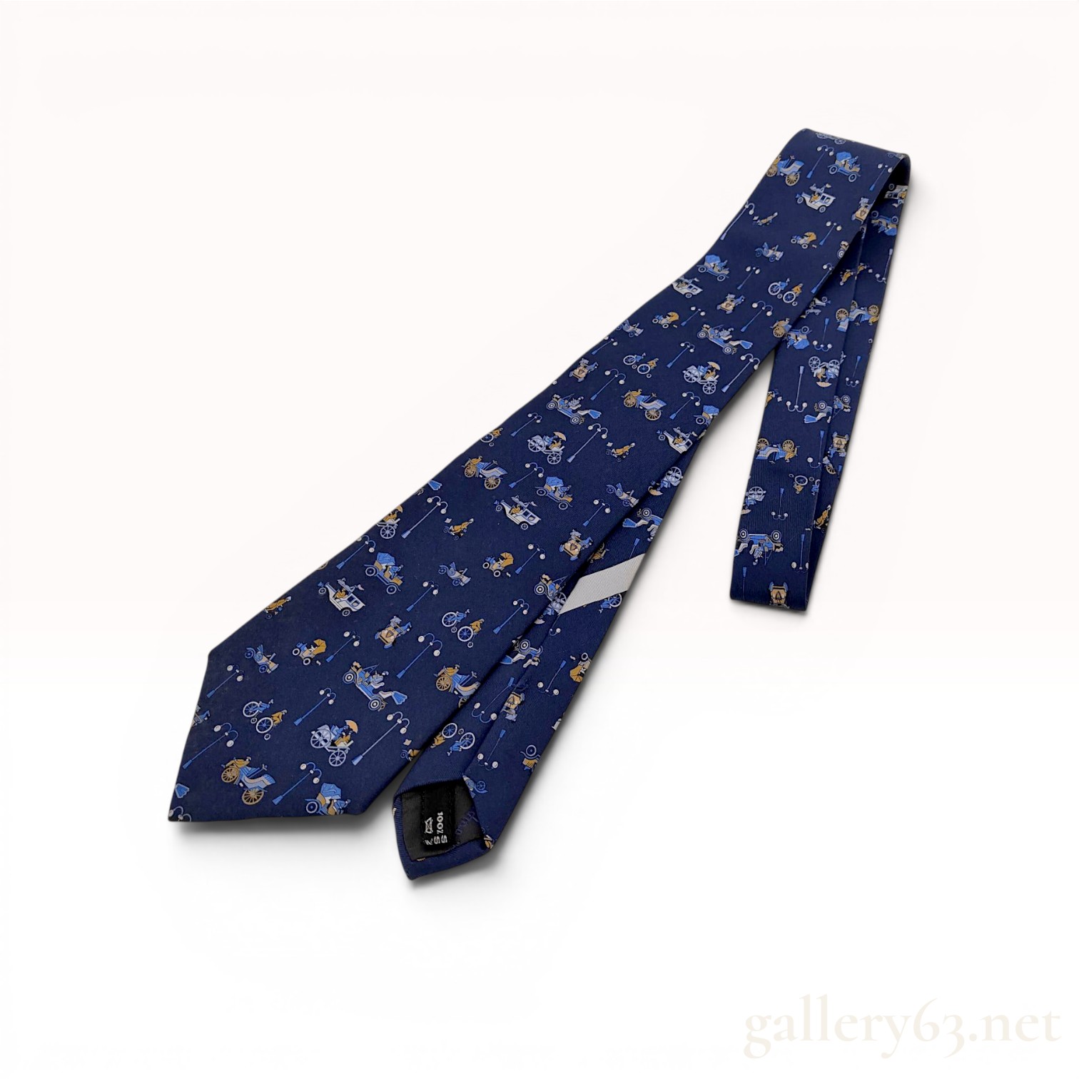 Salvatore Ferragamo Italian Silk Vintage Transportation Novelty Necktie