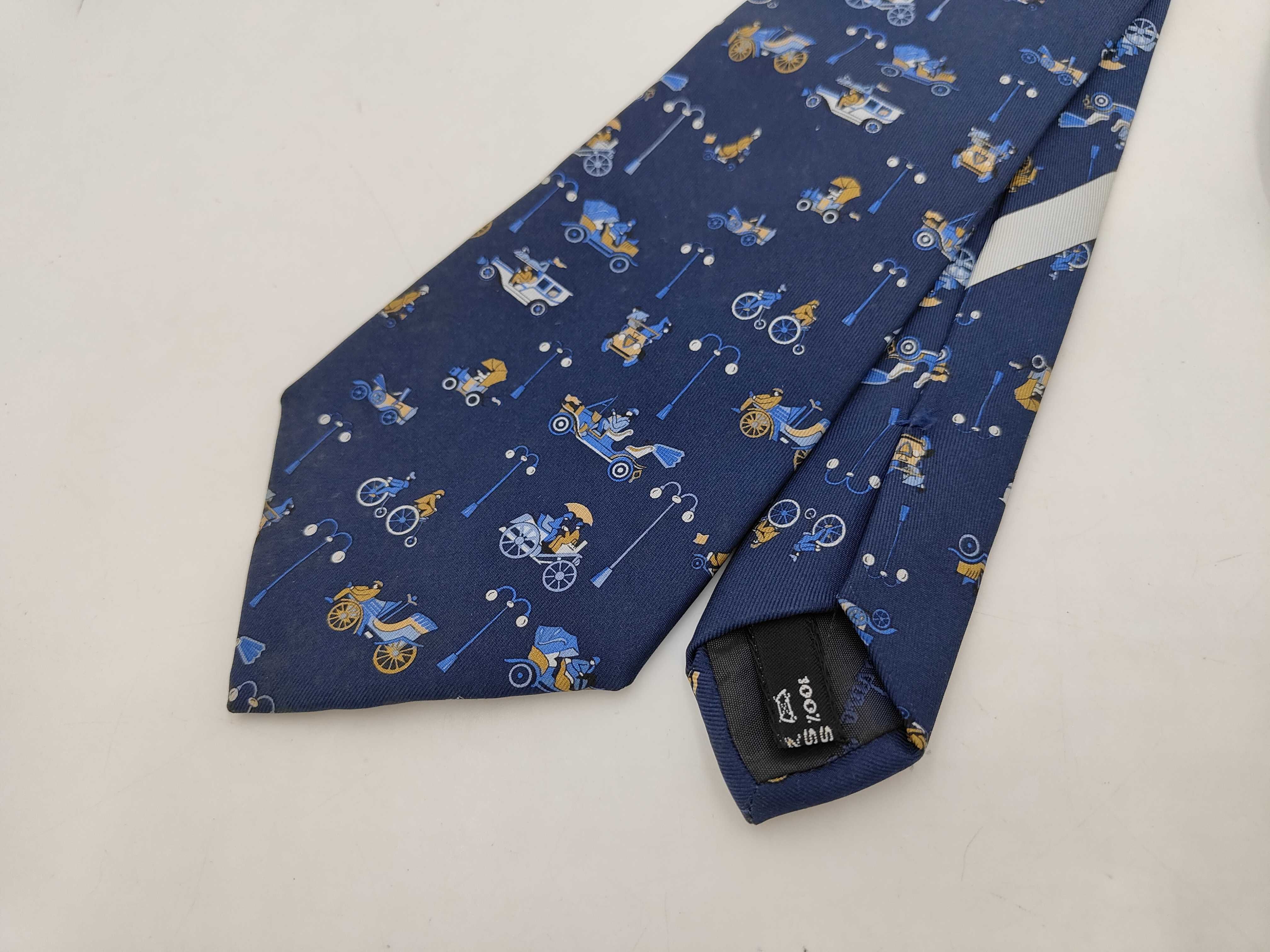 Salvatore Ferragamo Italian Silk Vintage Transportation Novelty Necktie