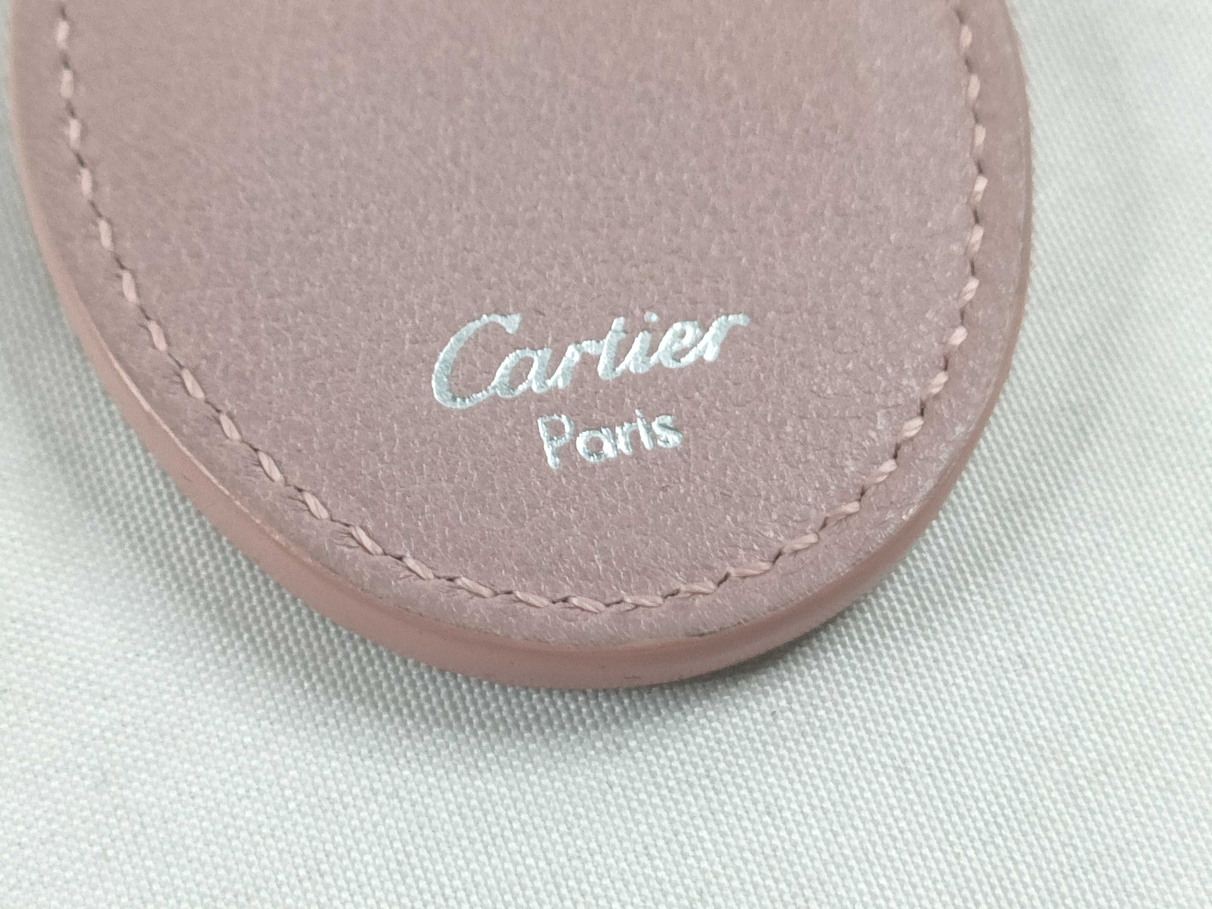 Cartier C Decor Pink Grained Leather and Silver-Tone Bag Charm Key Ring