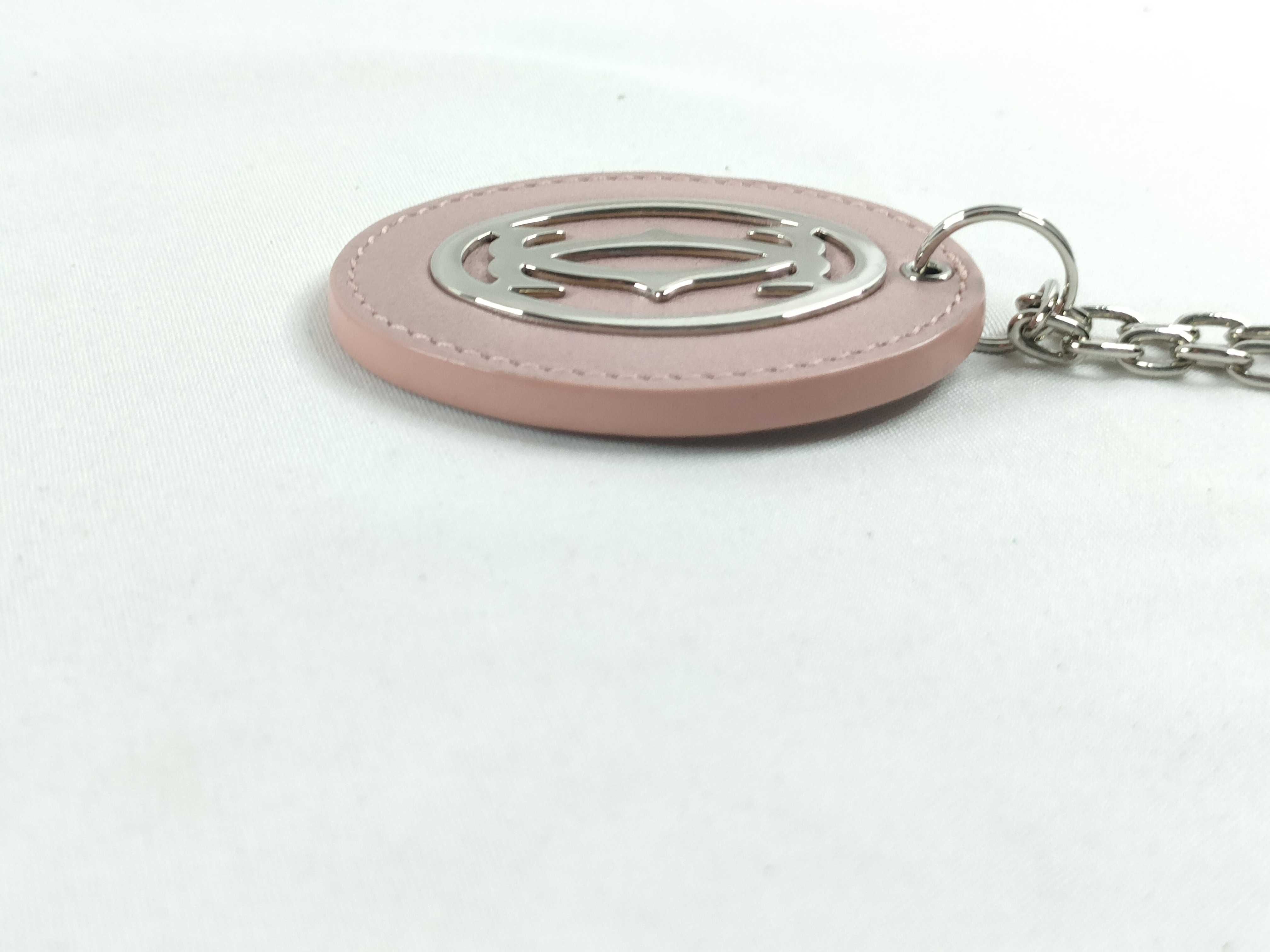Cartier C Decor Pink Grained Leather and Silver-Tone Bag Charm Key Ring