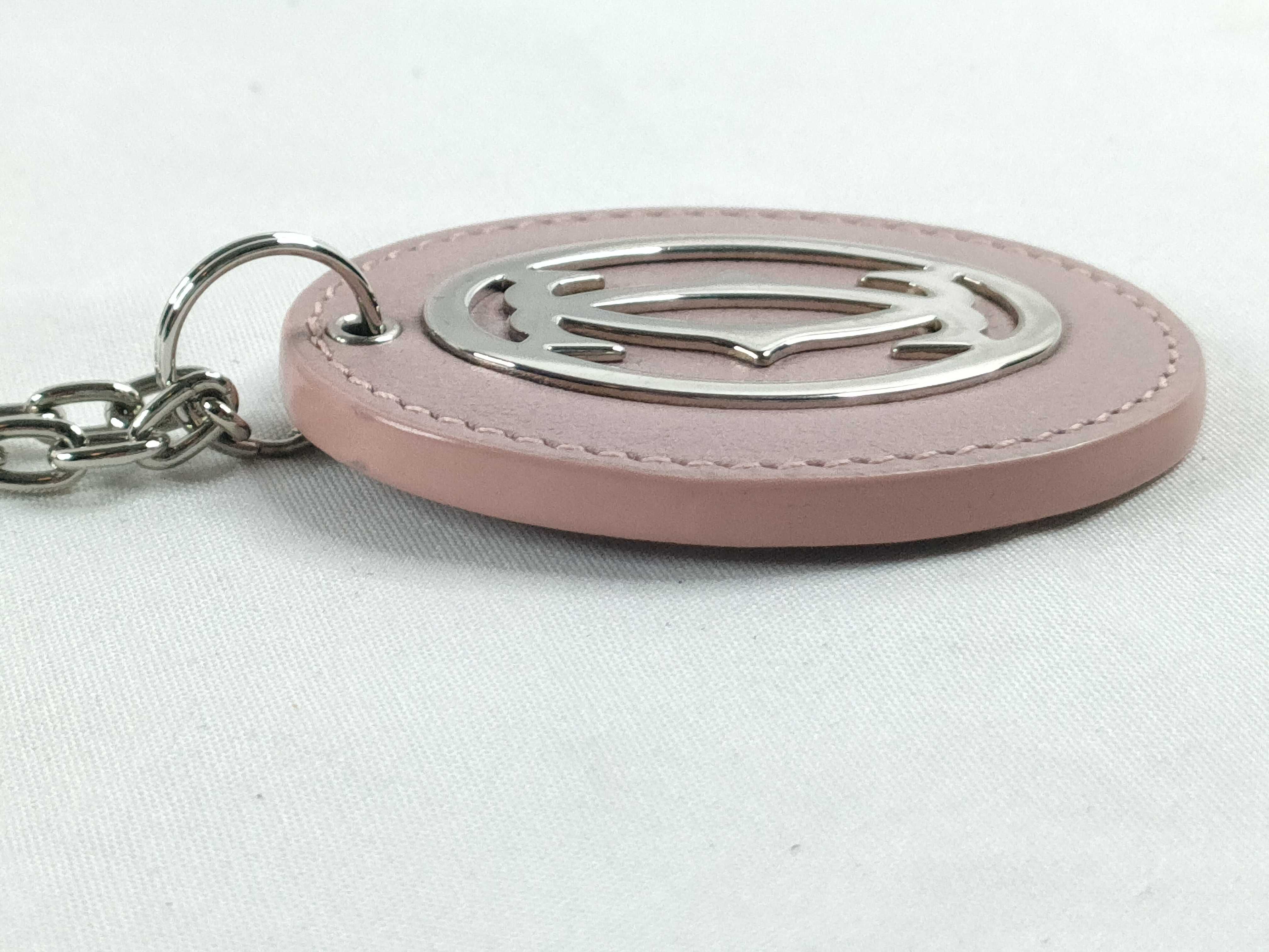Cartier C Decor Pink Grained Leather and Silver-Tone Bag Charm Key Ring