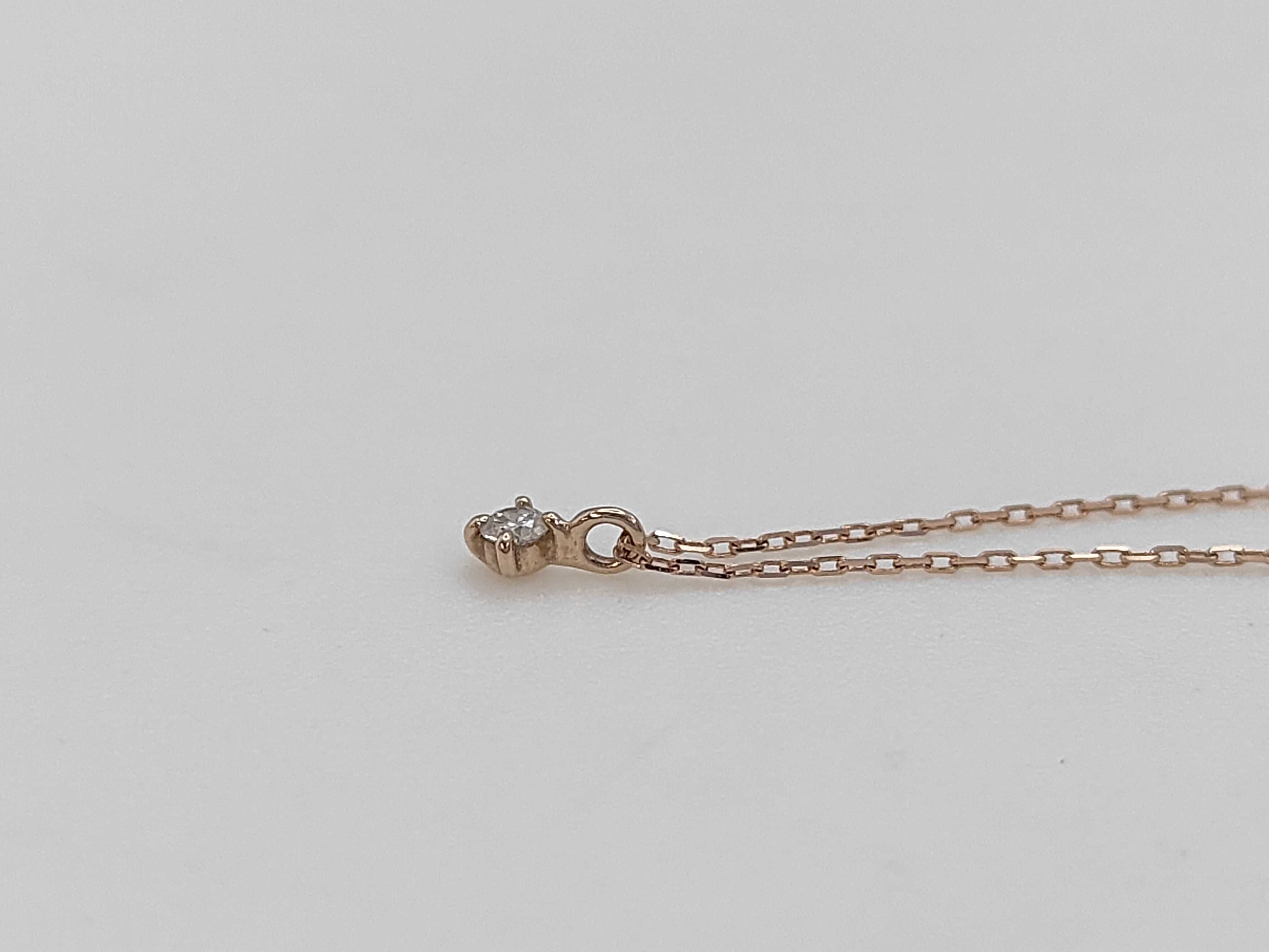 Ete 10 Karat Rose Gold and Diamond Solitaire Pendant Necklace