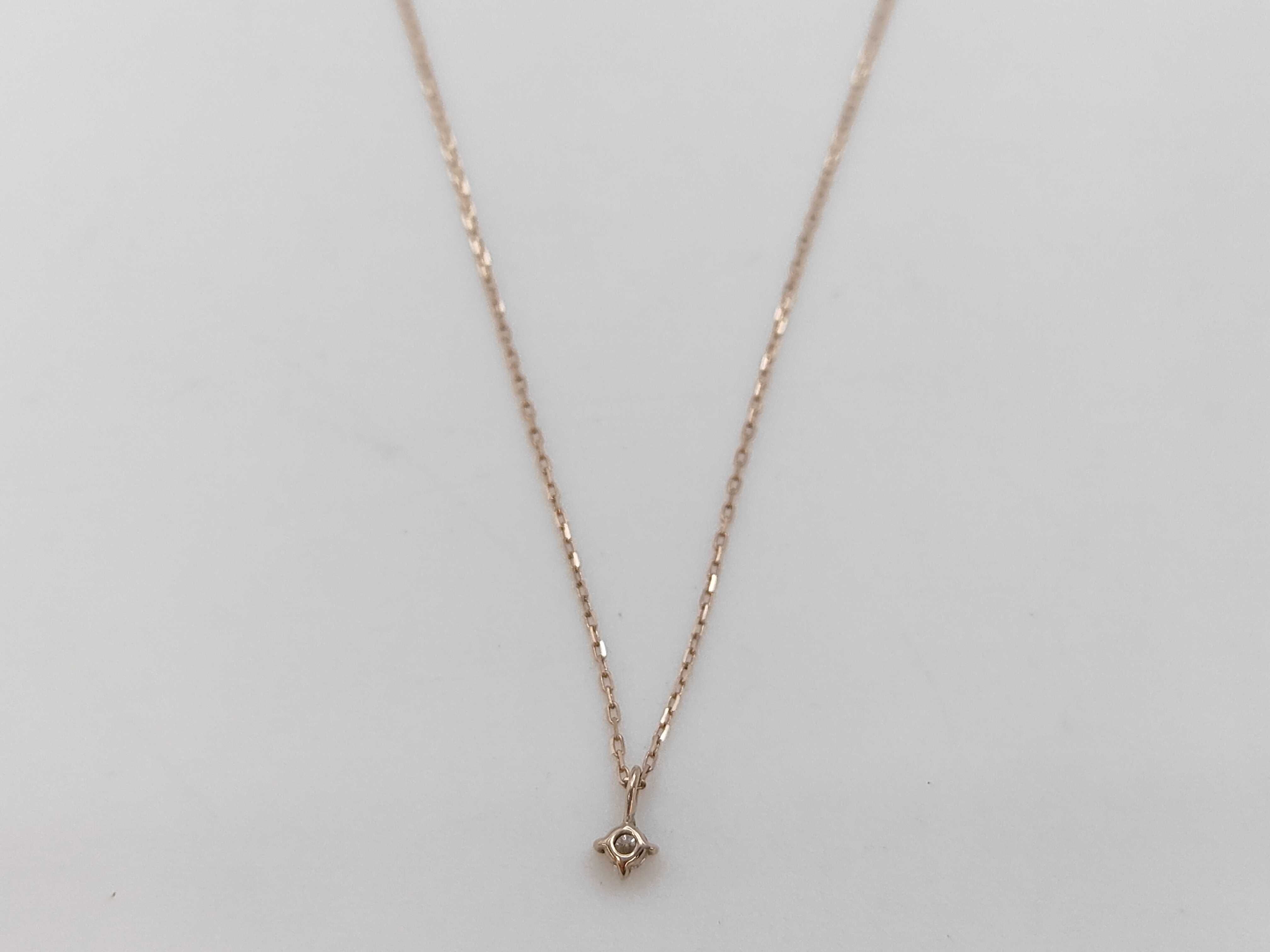 Ete 10 Karat Rose Gold and Diamond Solitaire Pendant Necklace