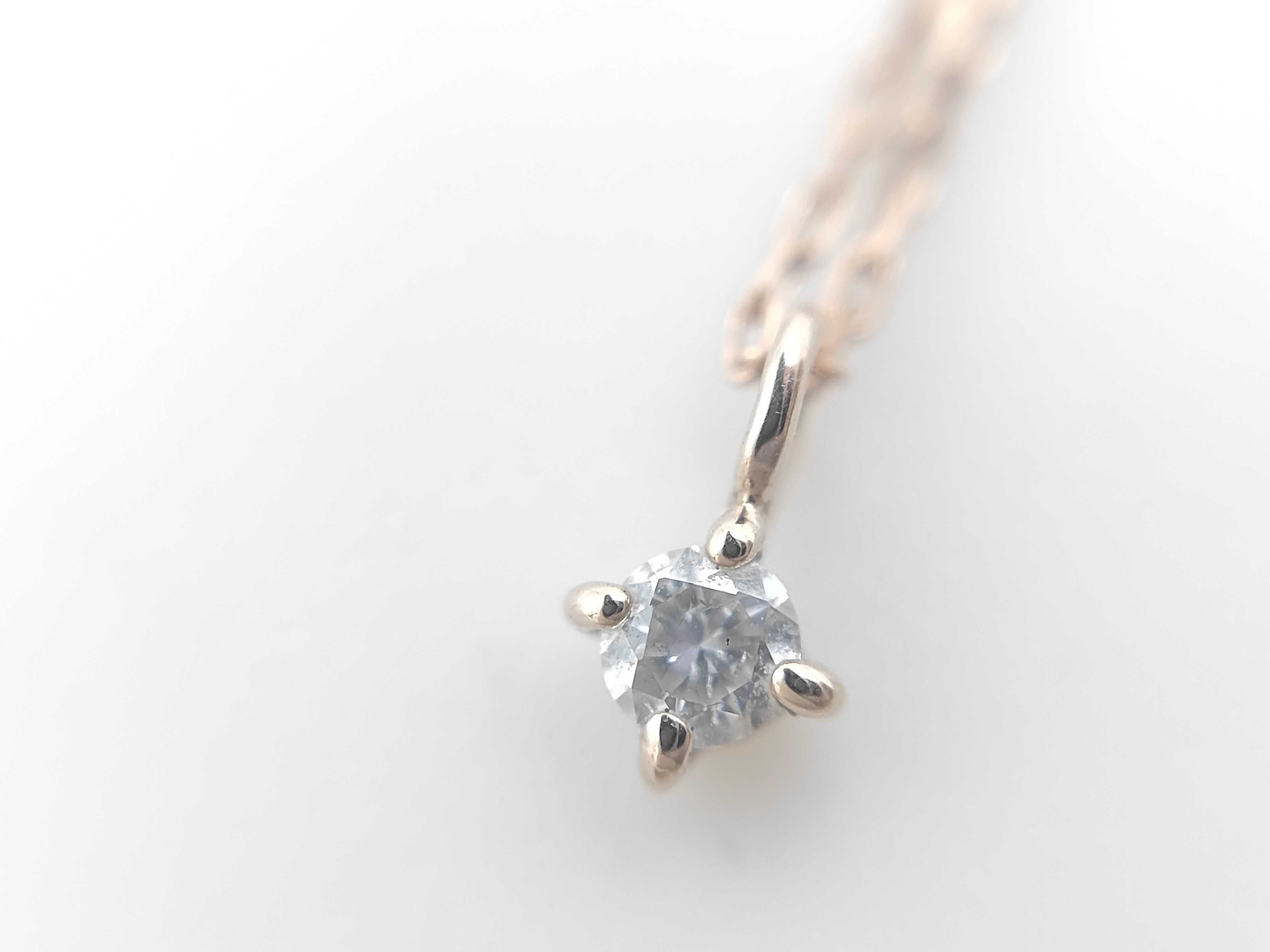 Ete 10 Karat Rose Gold and Diamond Solitaire Pendant Necklace