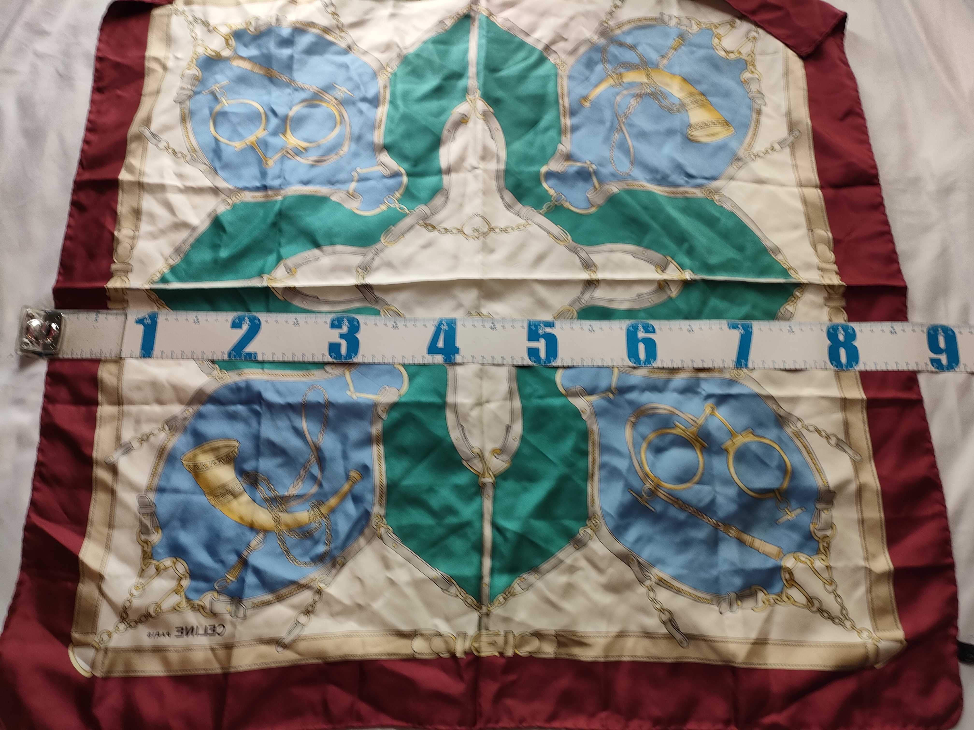 Celine Paris Silk Square Scarf with Equestrian Motif