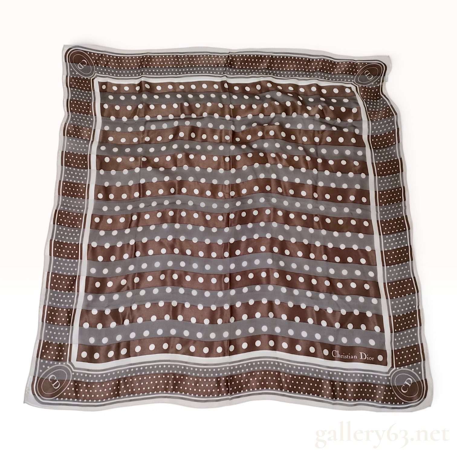Christian Dior Silk Polka Dot Square Scarf