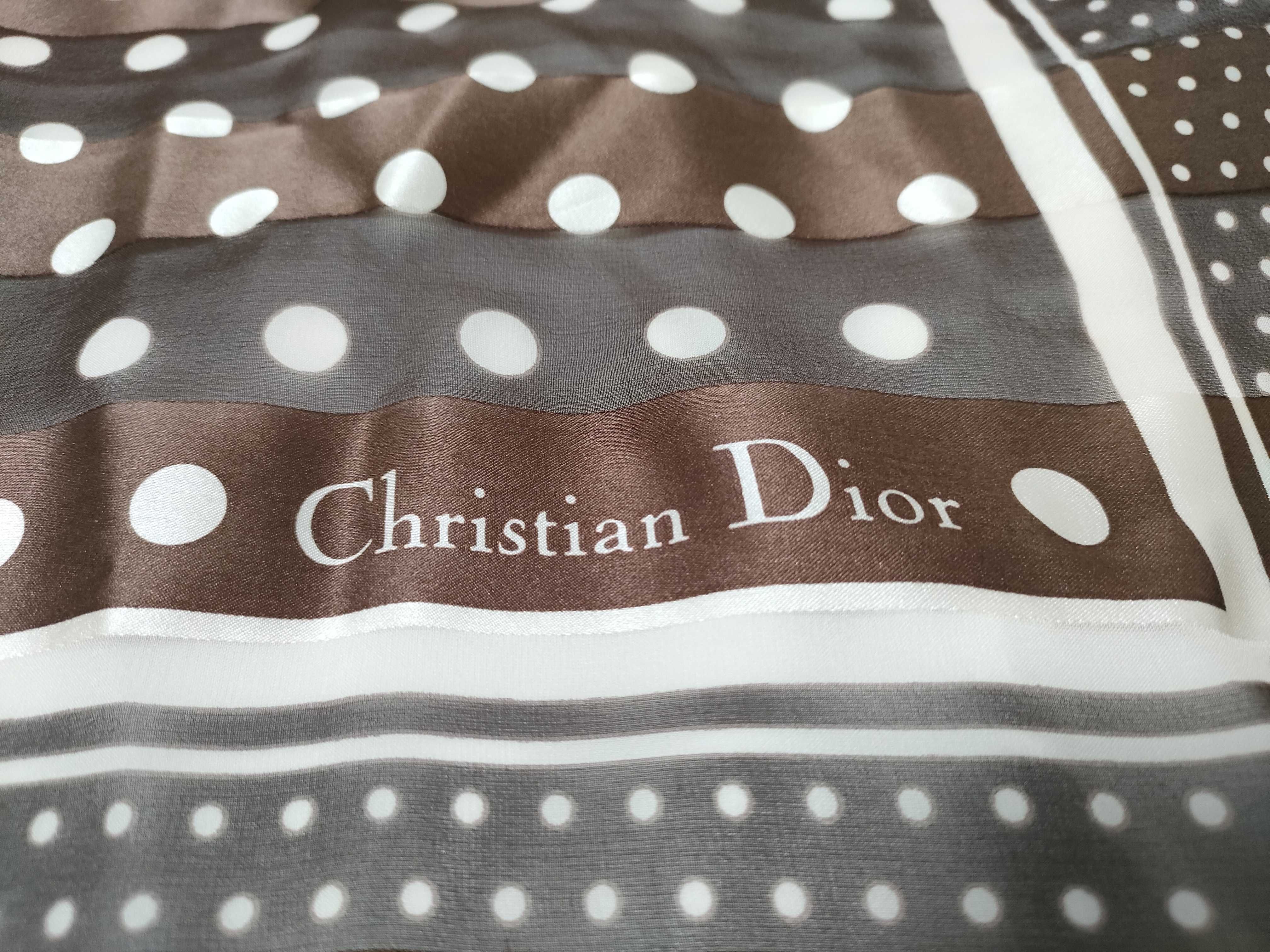 Christian Dior Silk Polka Dot Square Scarf