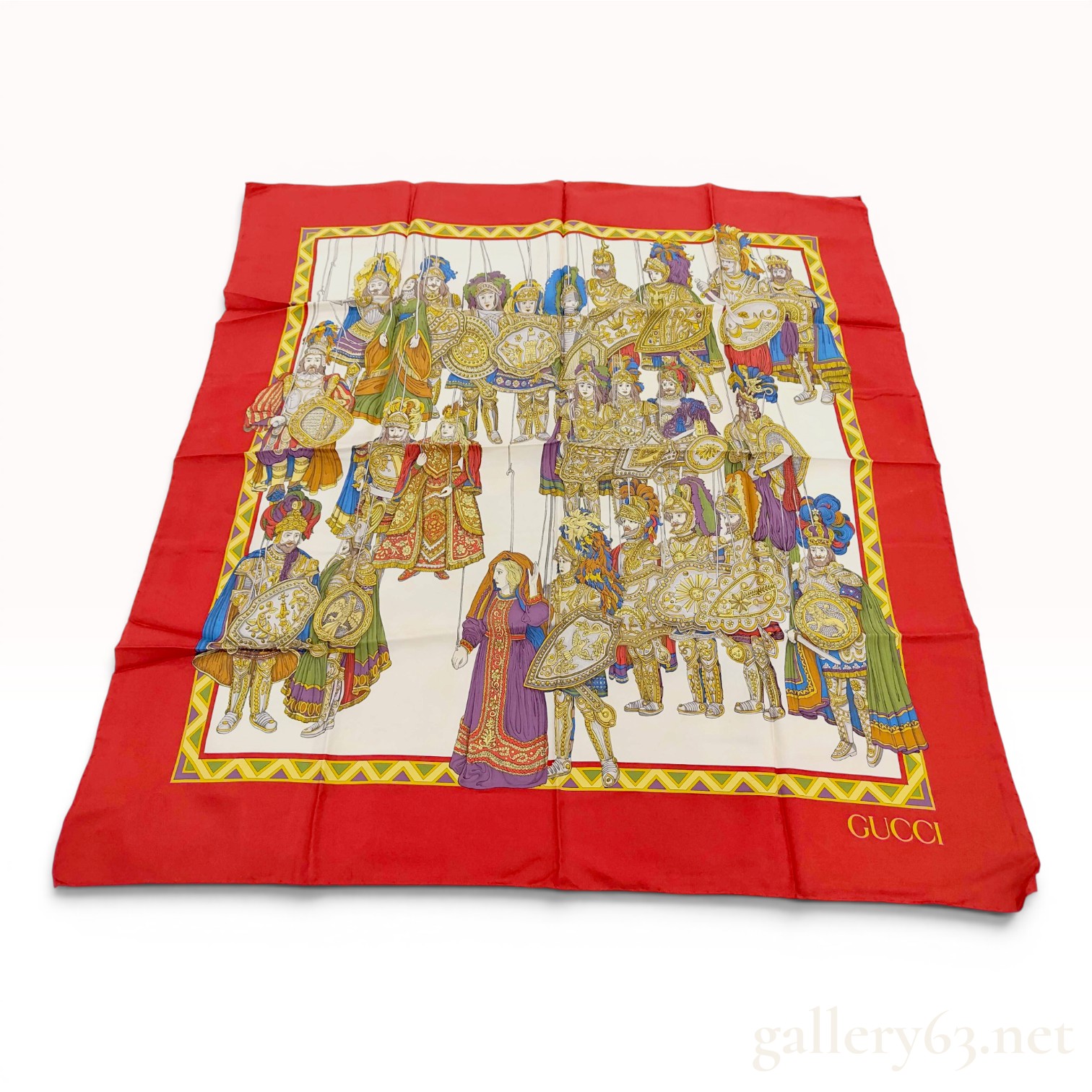 Vintage Gucci Sicilian Puppet Theater Silk Scarf