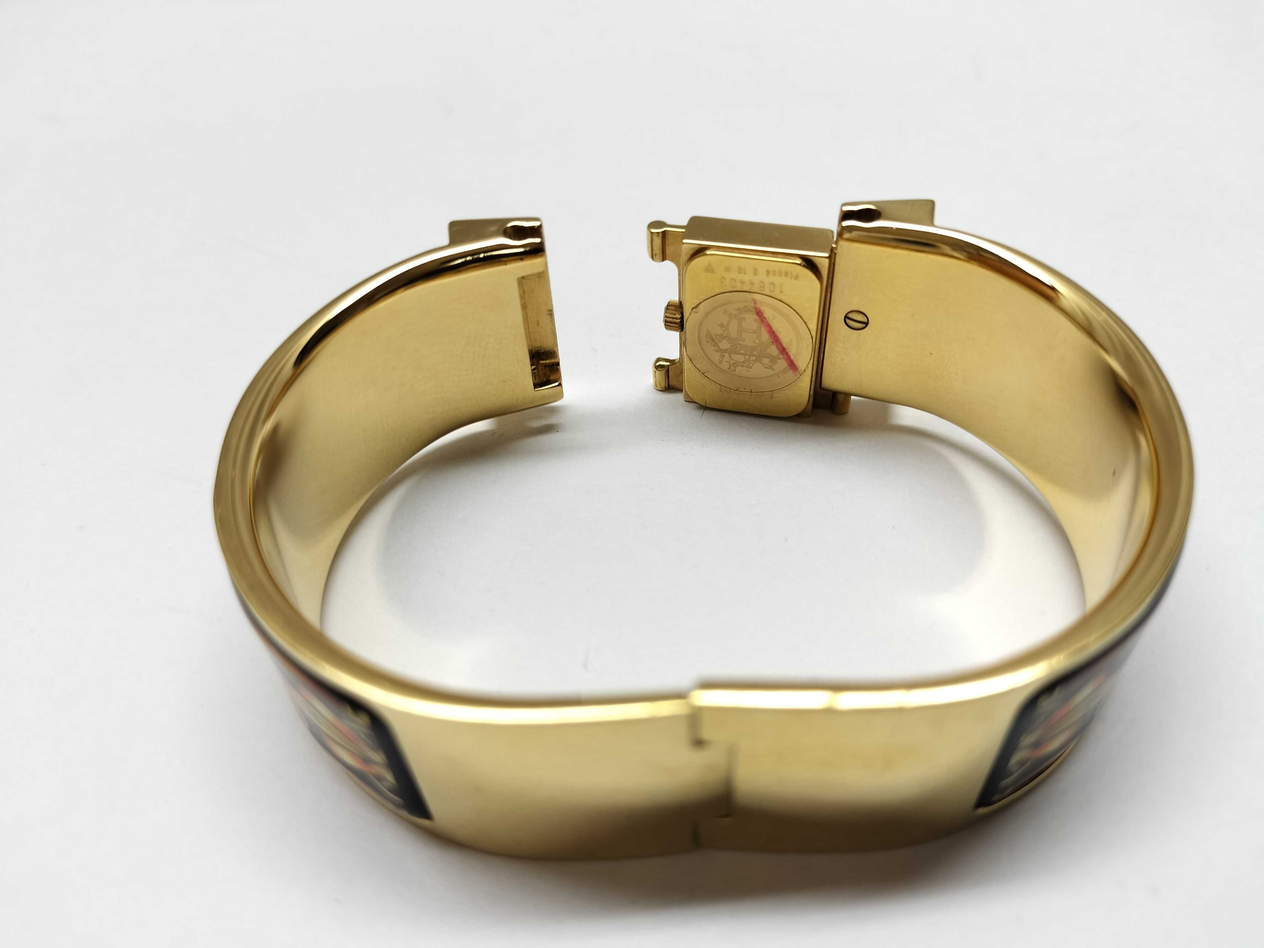 Hermes Loquet Gold-Plated Enamel Bangle Watch LO1.100