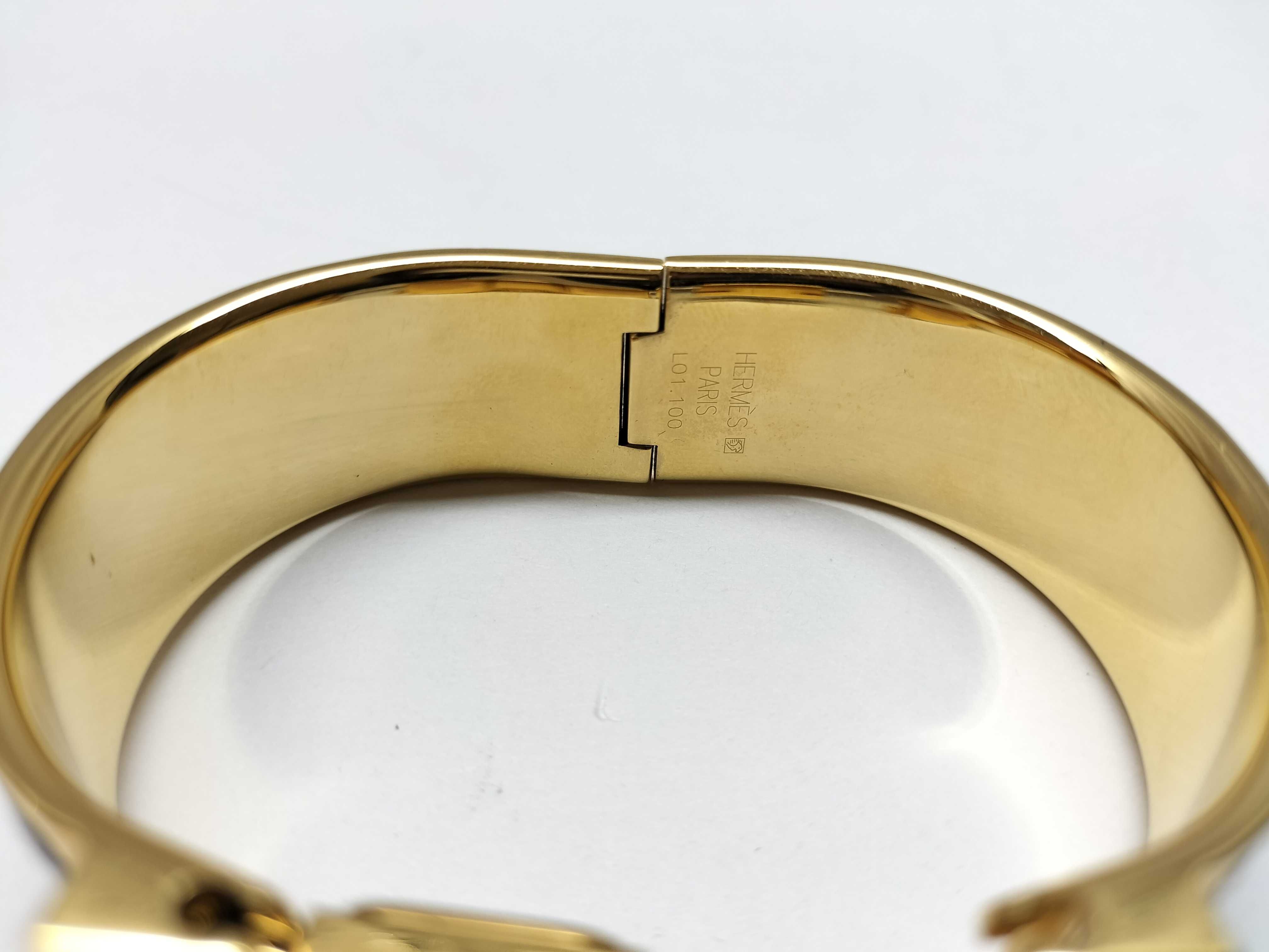 Hermes Loquet Gold-Plated Enamel Bangle Watch LO1.100