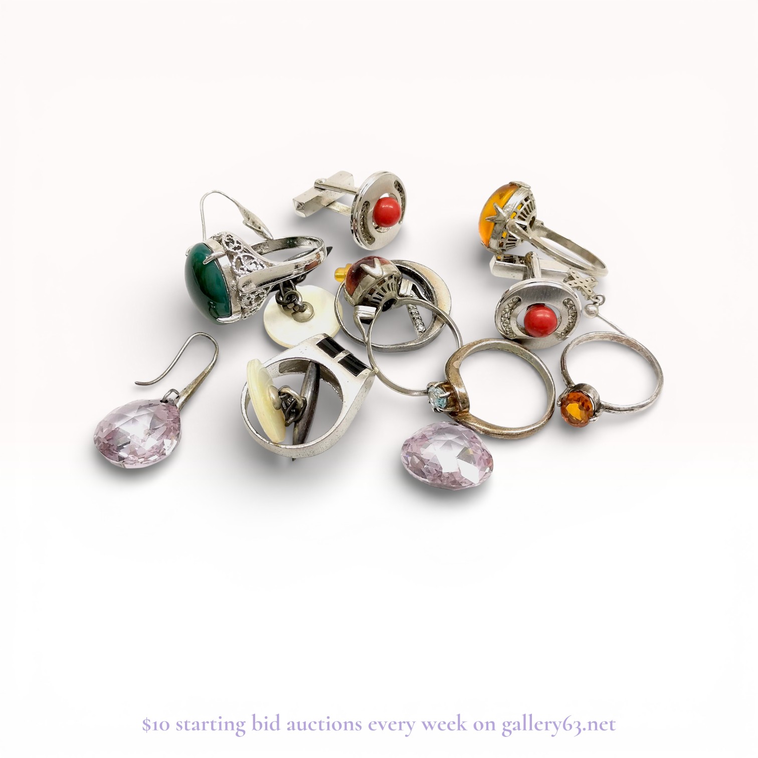 An Assortment of Sterling Silver Jewelry and Accessories