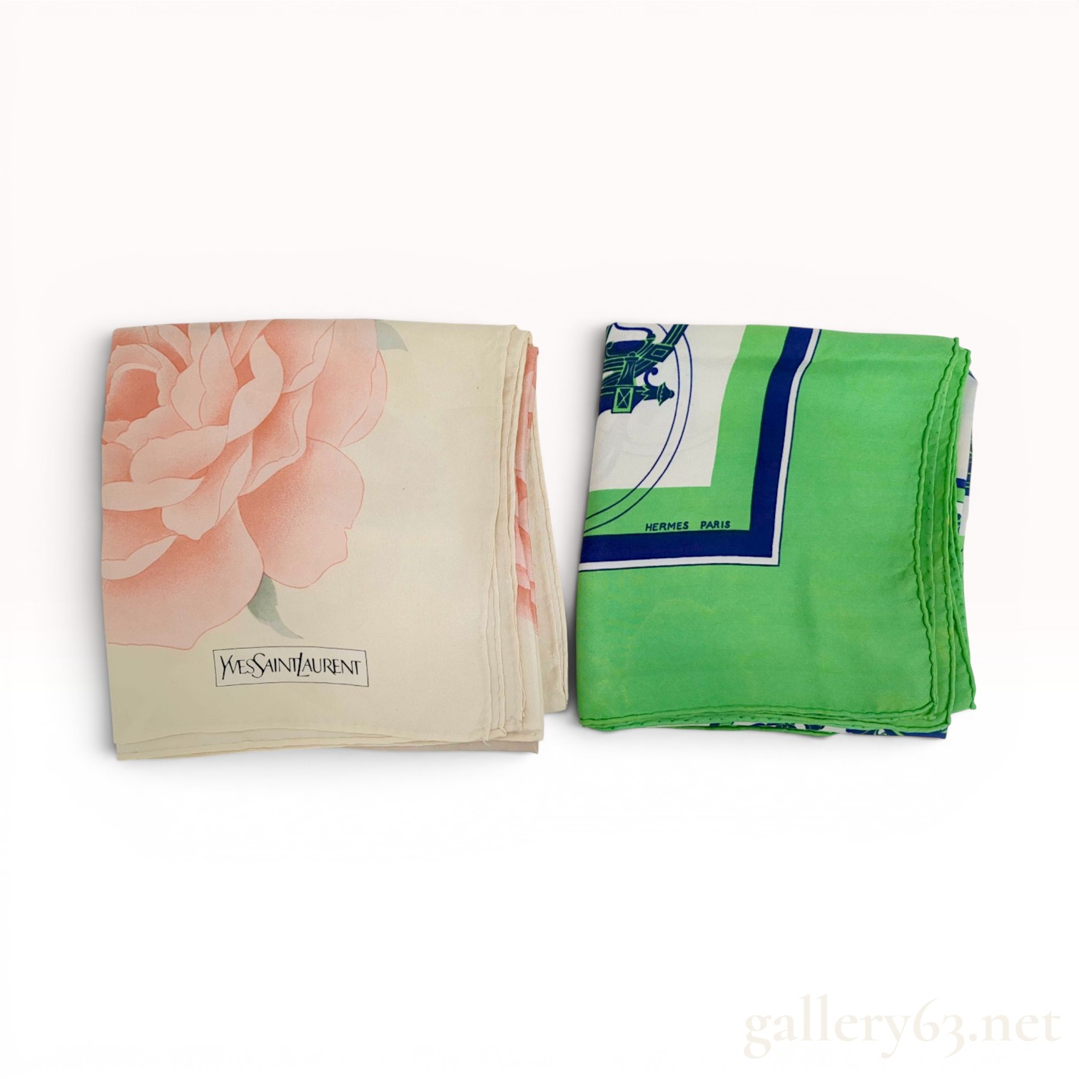 Two Designer Silk Scarves, Yves Saint Laurent and Hermes
