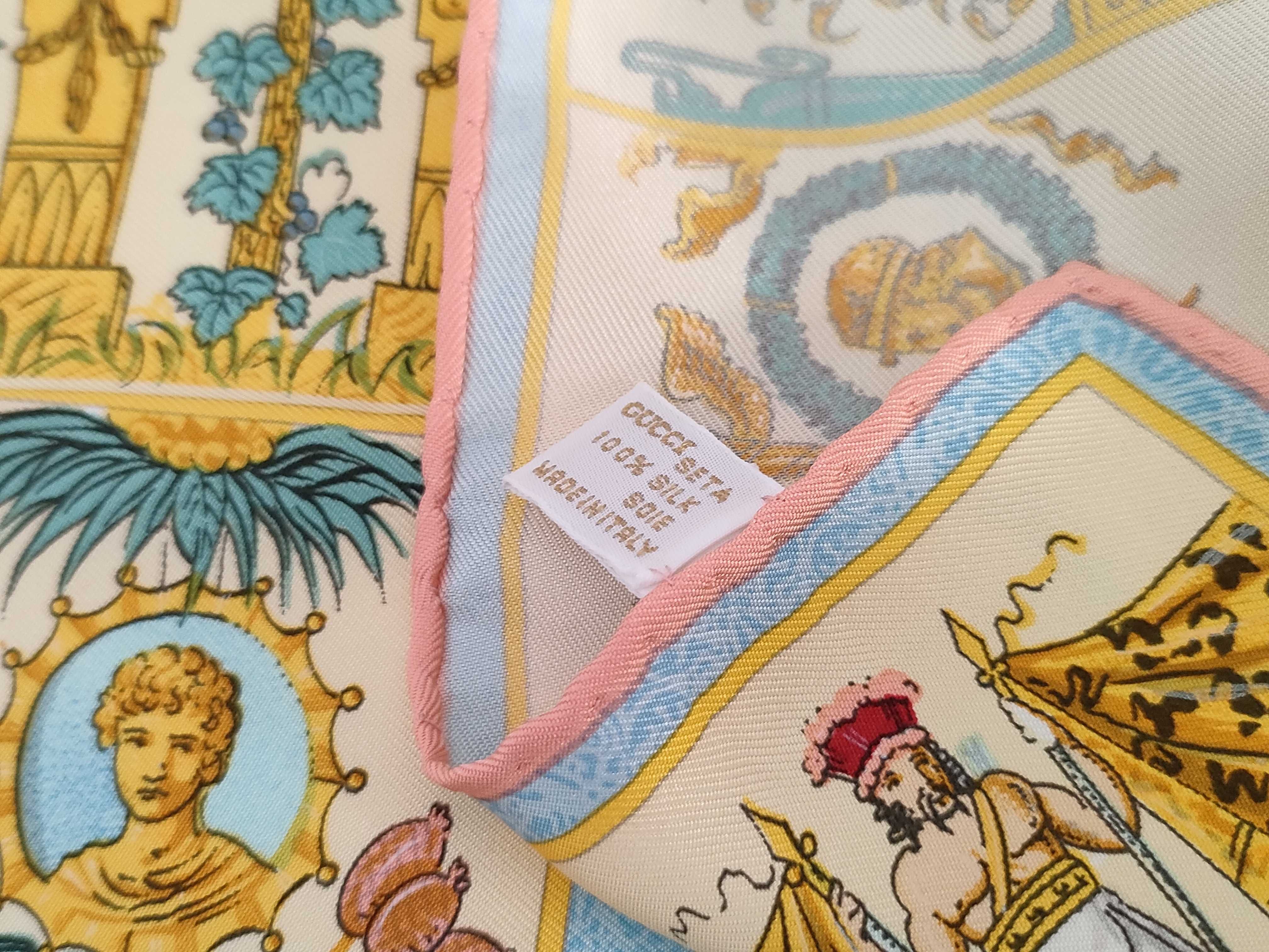 Gucci Silk Scarf with Decorative Vessel and Classical Motif Pattern