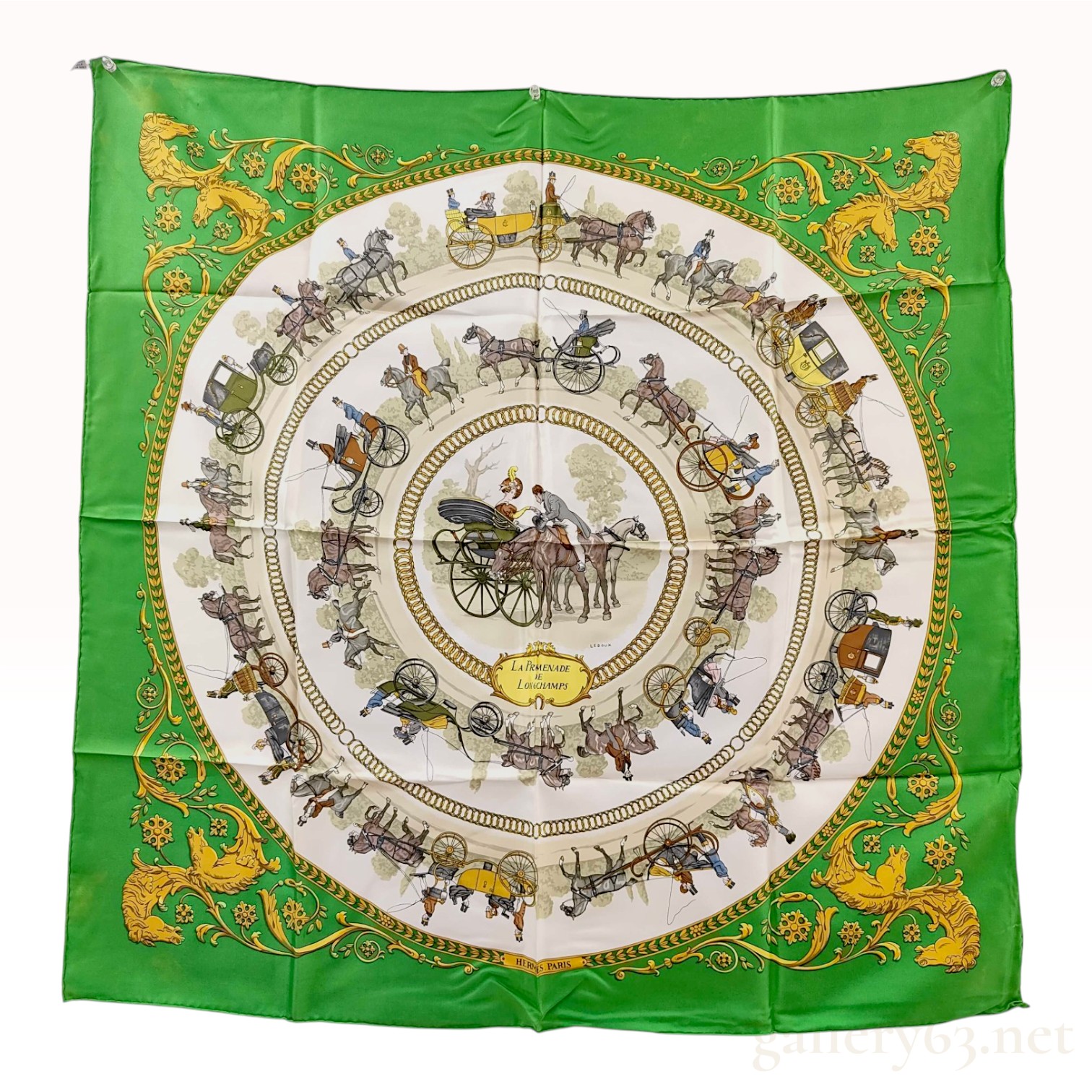 Hermes La Promenade de Longchamps Silk Scarf by Philippe Ledoux