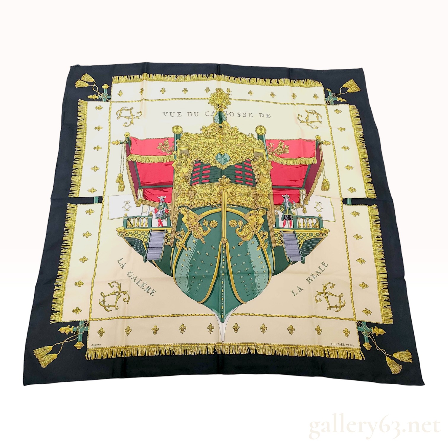 Hermes Vue du Carrosse de la Galere la Reale Silk Scarf with Box