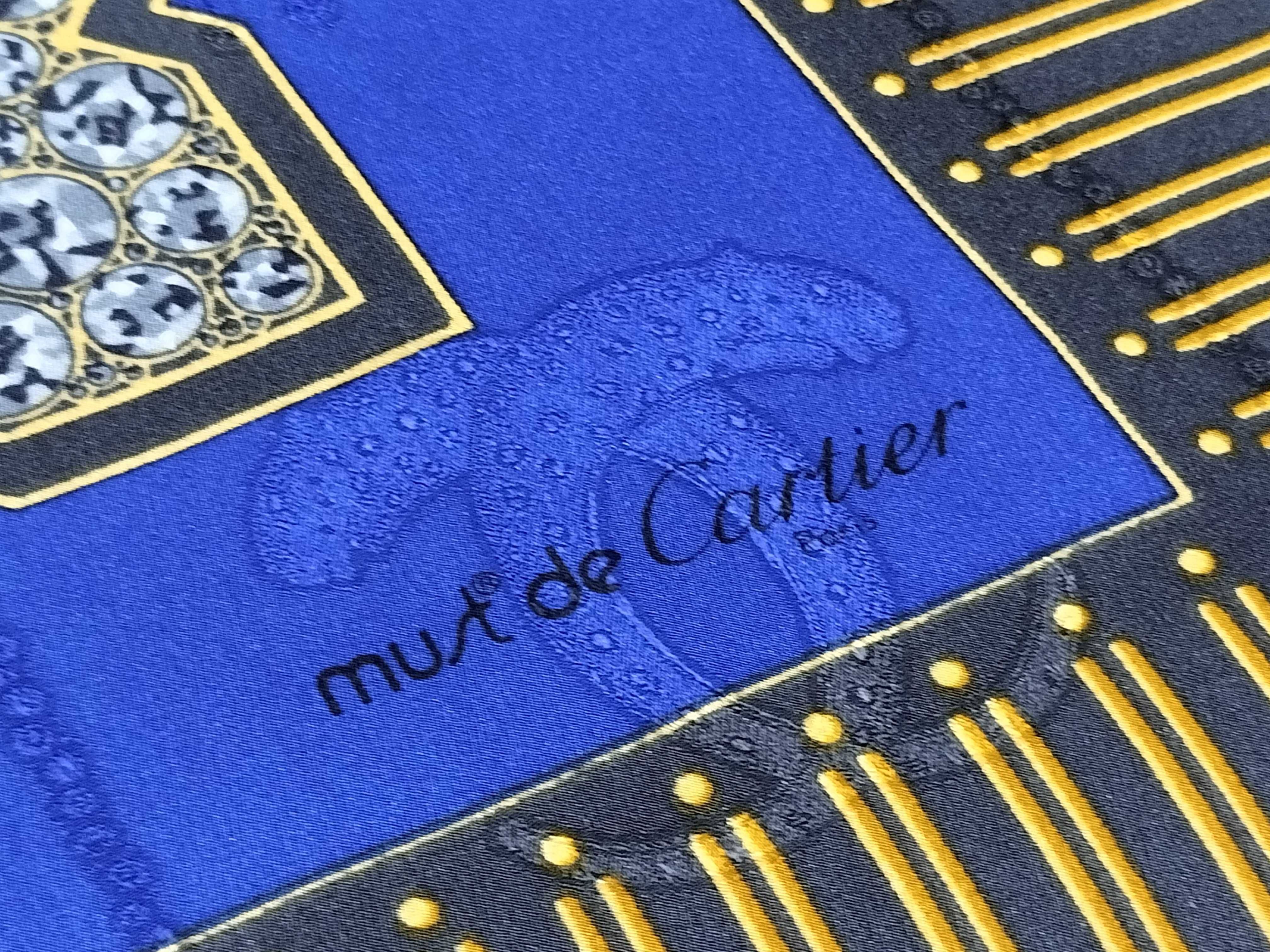 Must de Cartier Vintage Silk Scarf with Clock Hand Motif