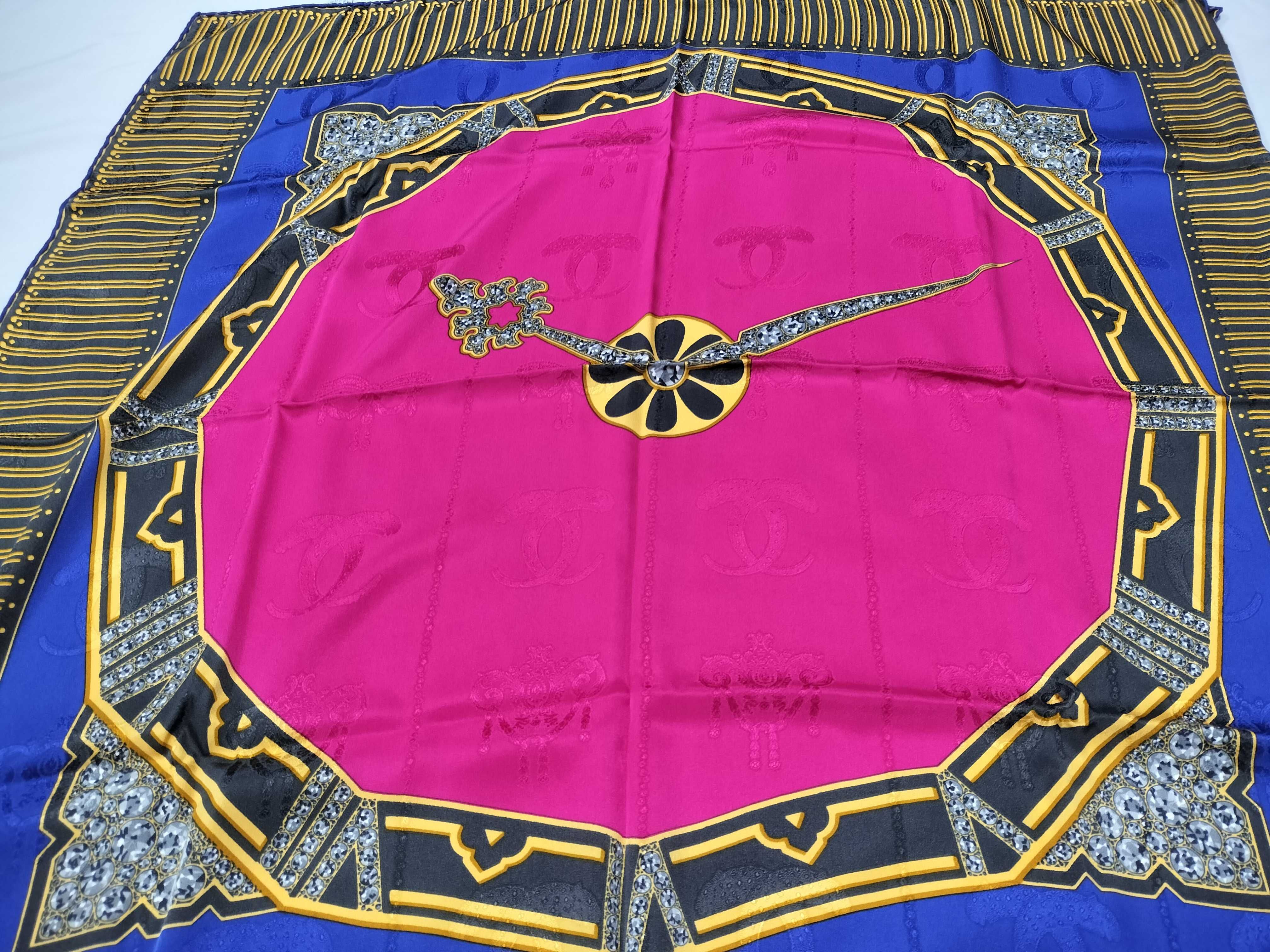 Must de Cartier Vintage Silk Scarf with Clock Hand Motif