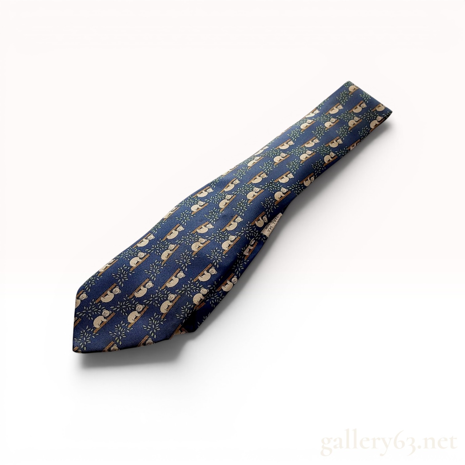 Hermes Paris Silk Koala Motif Necktie