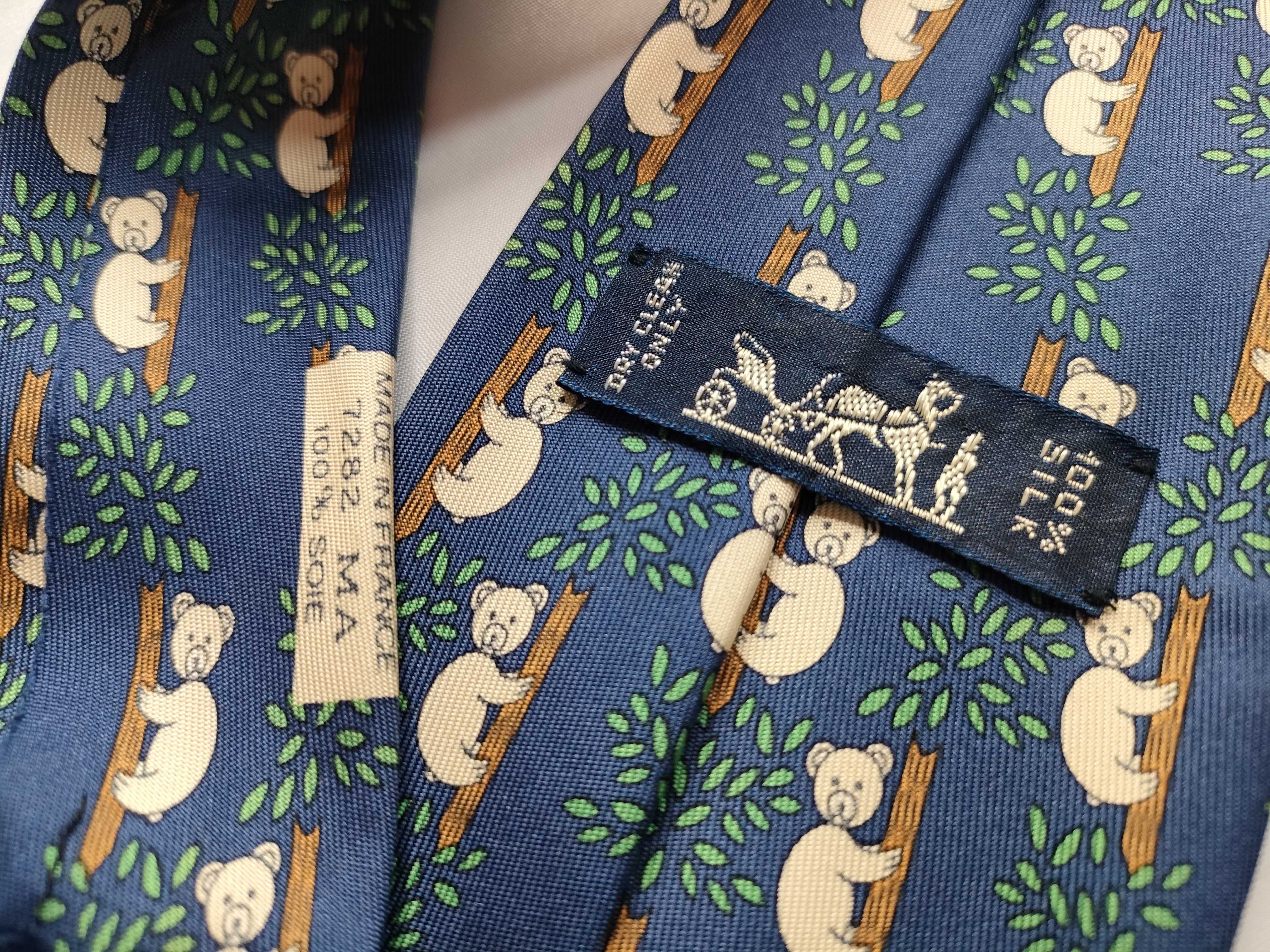 Hermes Paris Silk Koala Motif Necktie