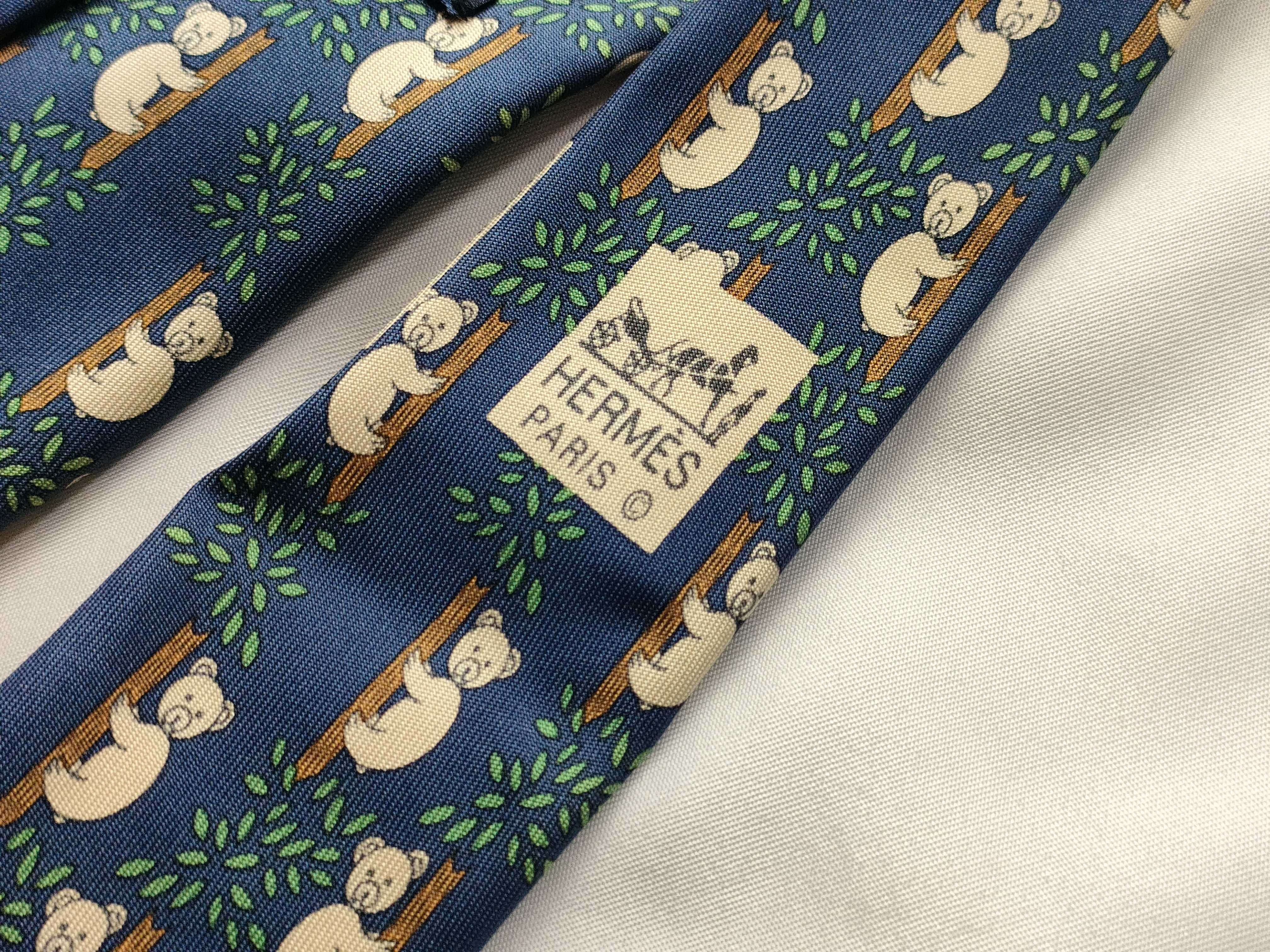 Hermes Paris Silk Koala Motif Necktie