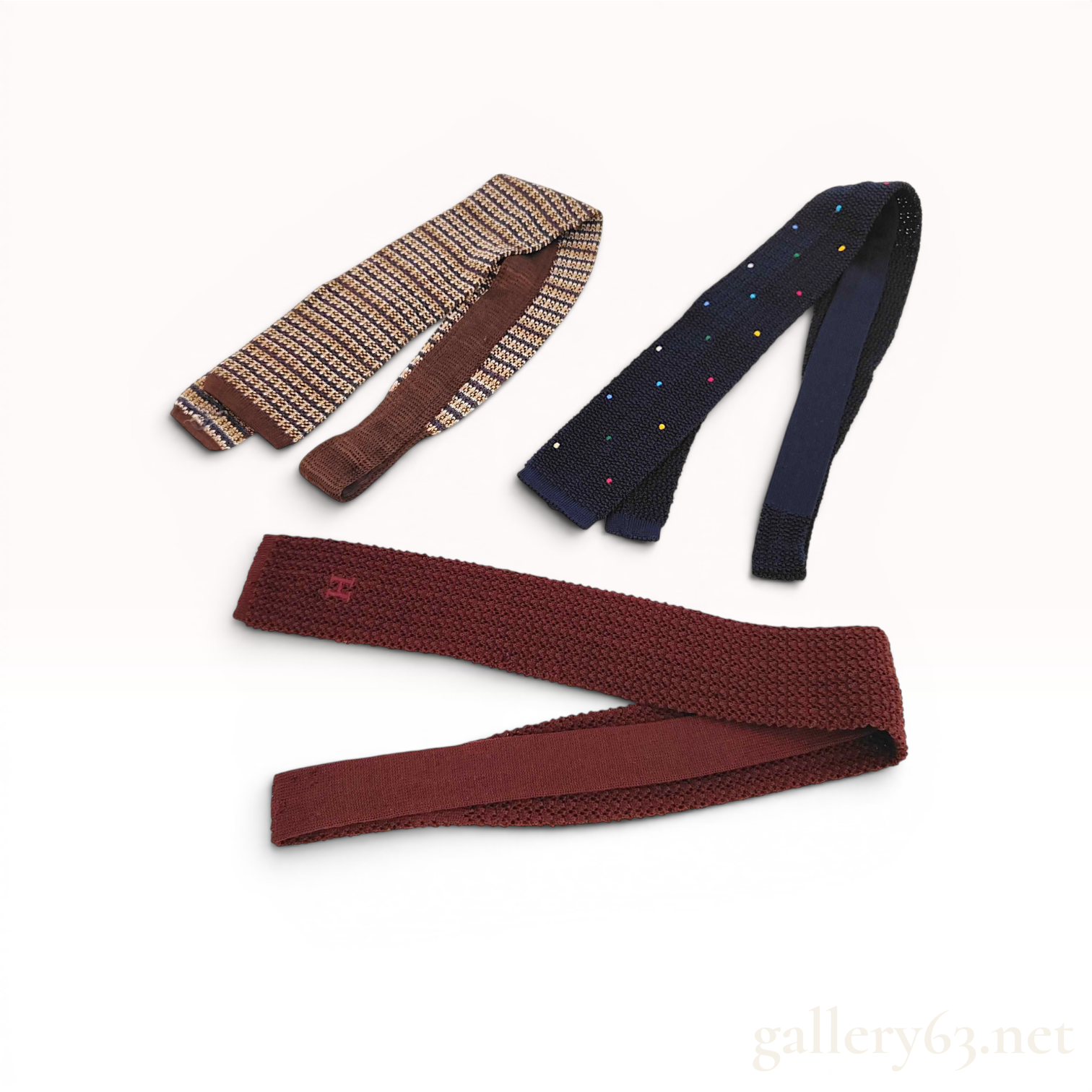 Three Hermes Silk Knit Neckties and Box