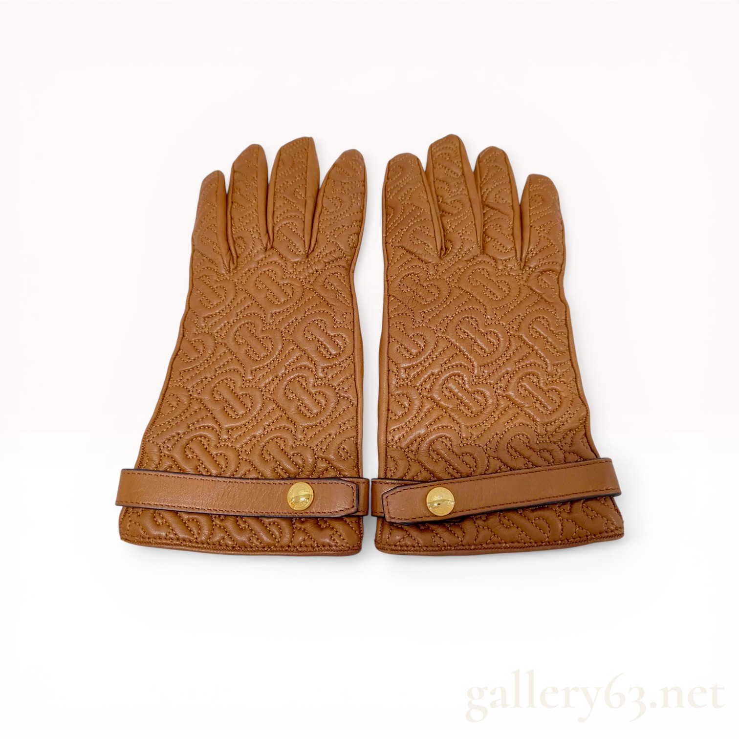 A Pair of Burberry TB Monogram Quilted Leather Gloves