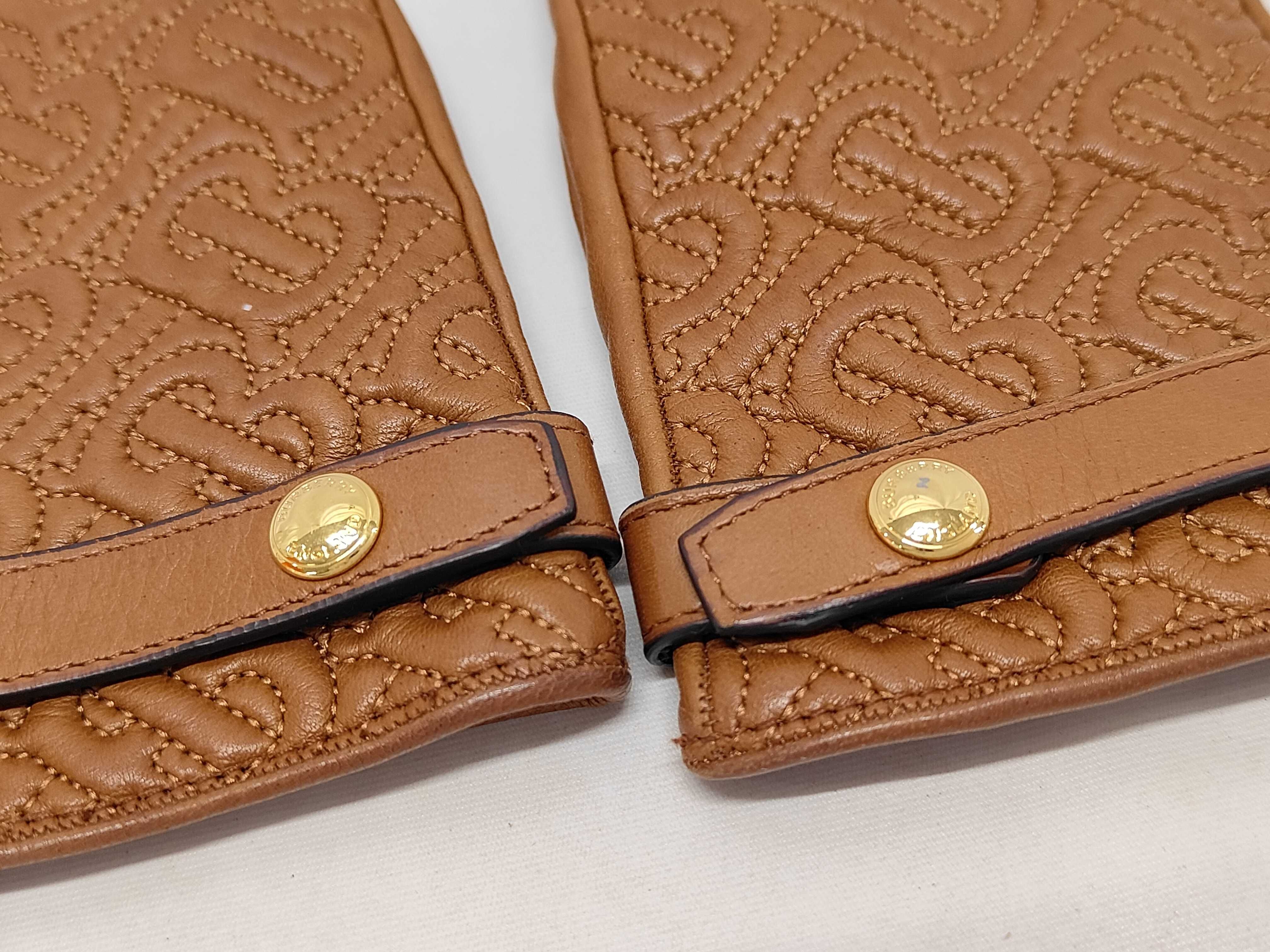 A Pair of Burberry TB Monogram Quilted Leather Gloves