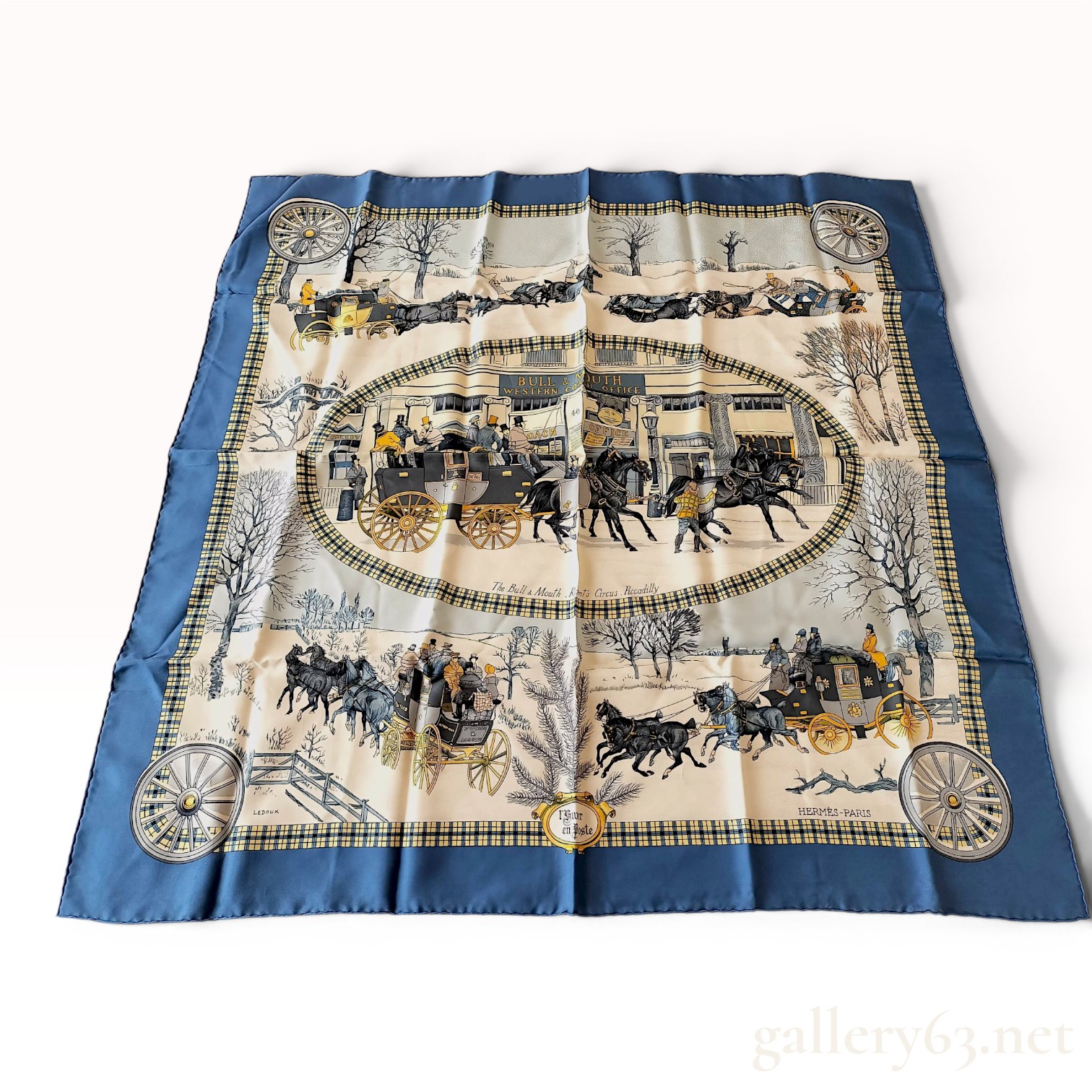Hermes Philippe Ledoux Silk Twill Scarf L'Hiver en Poste