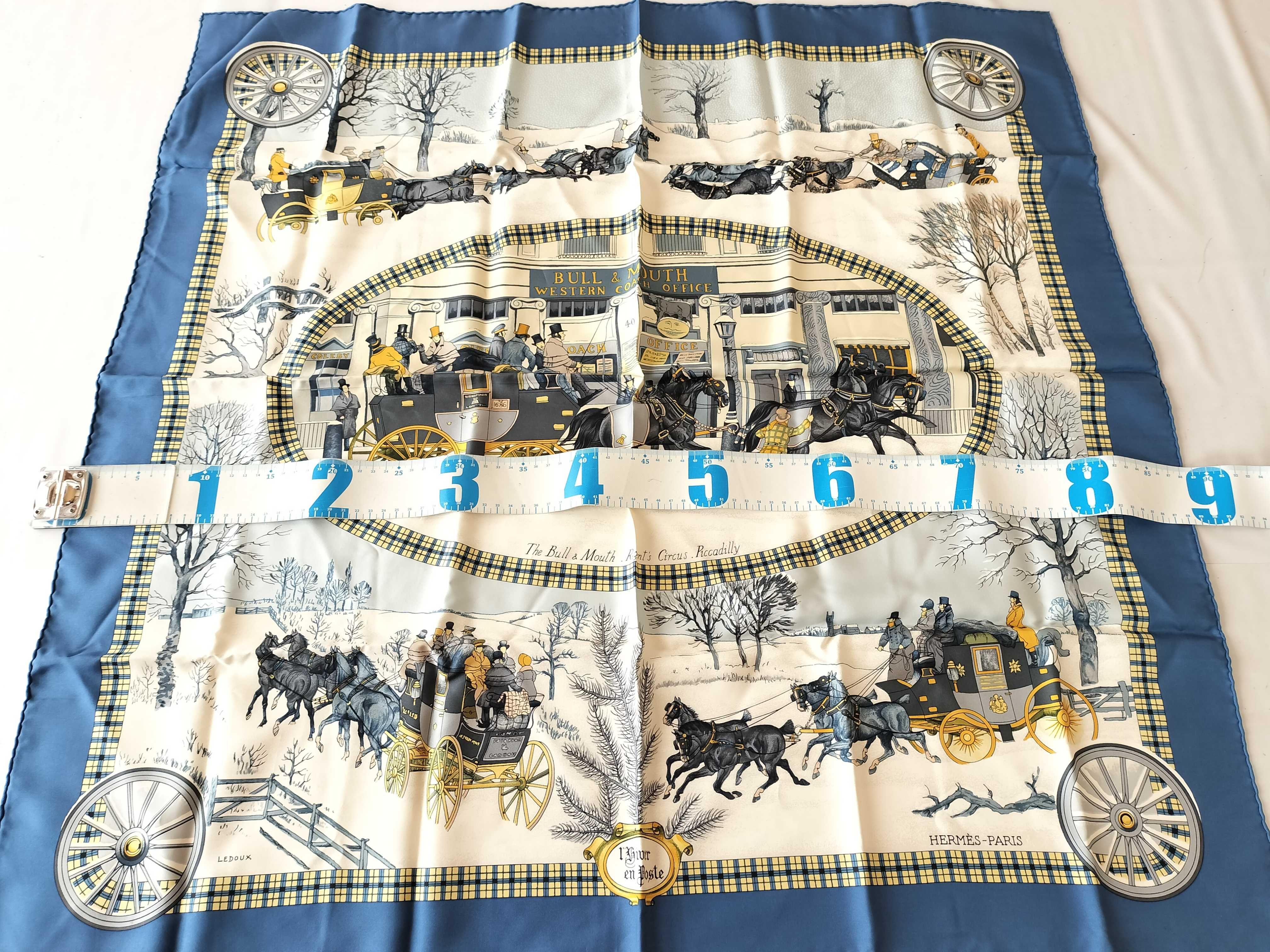 Hermes Philippe Ledoux Silk Twill Scarf L'Hiver en Poste