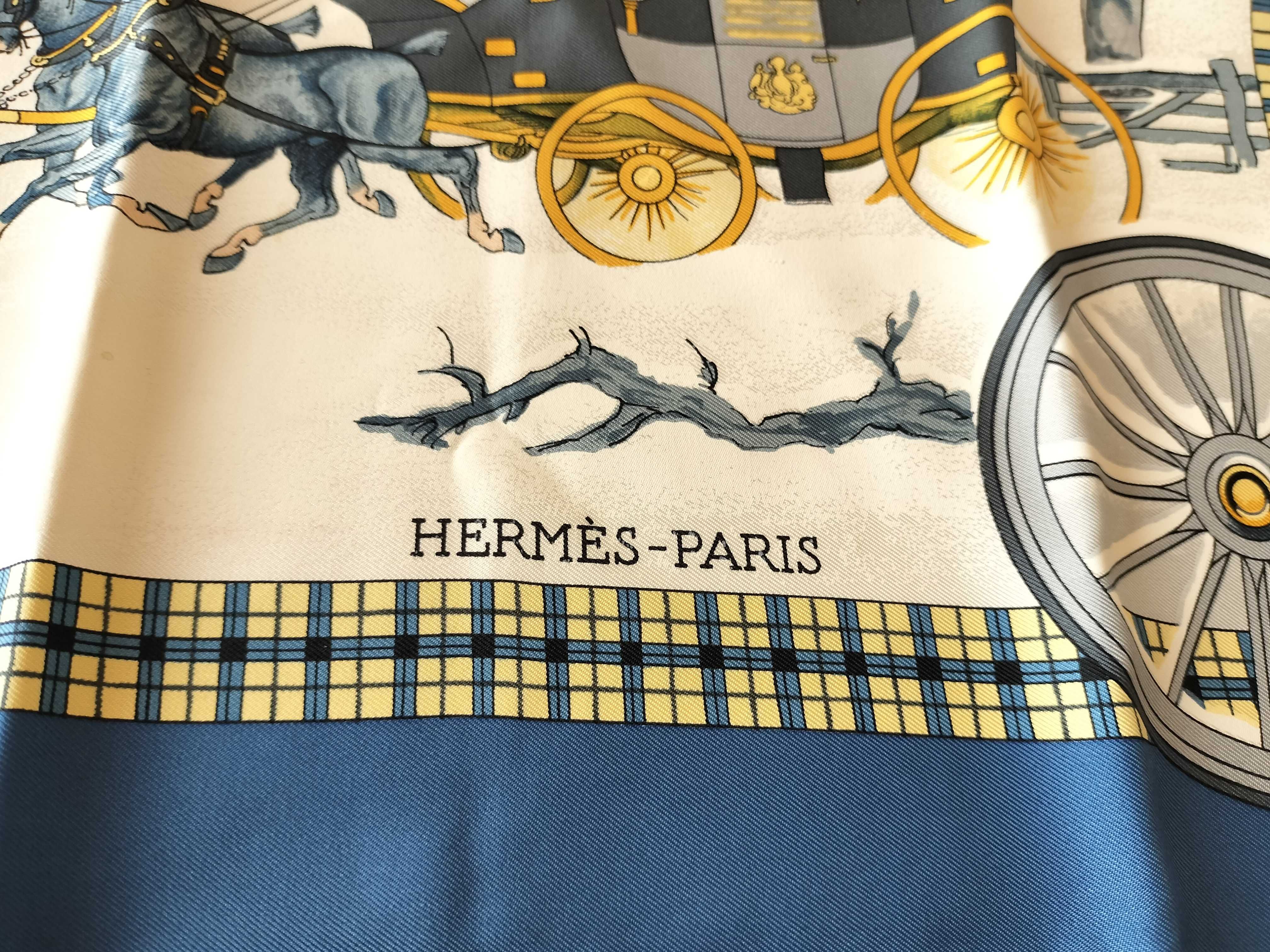 Hermes Philippe Ledoux Silk Twill Scarf L'Hiver en Poste
