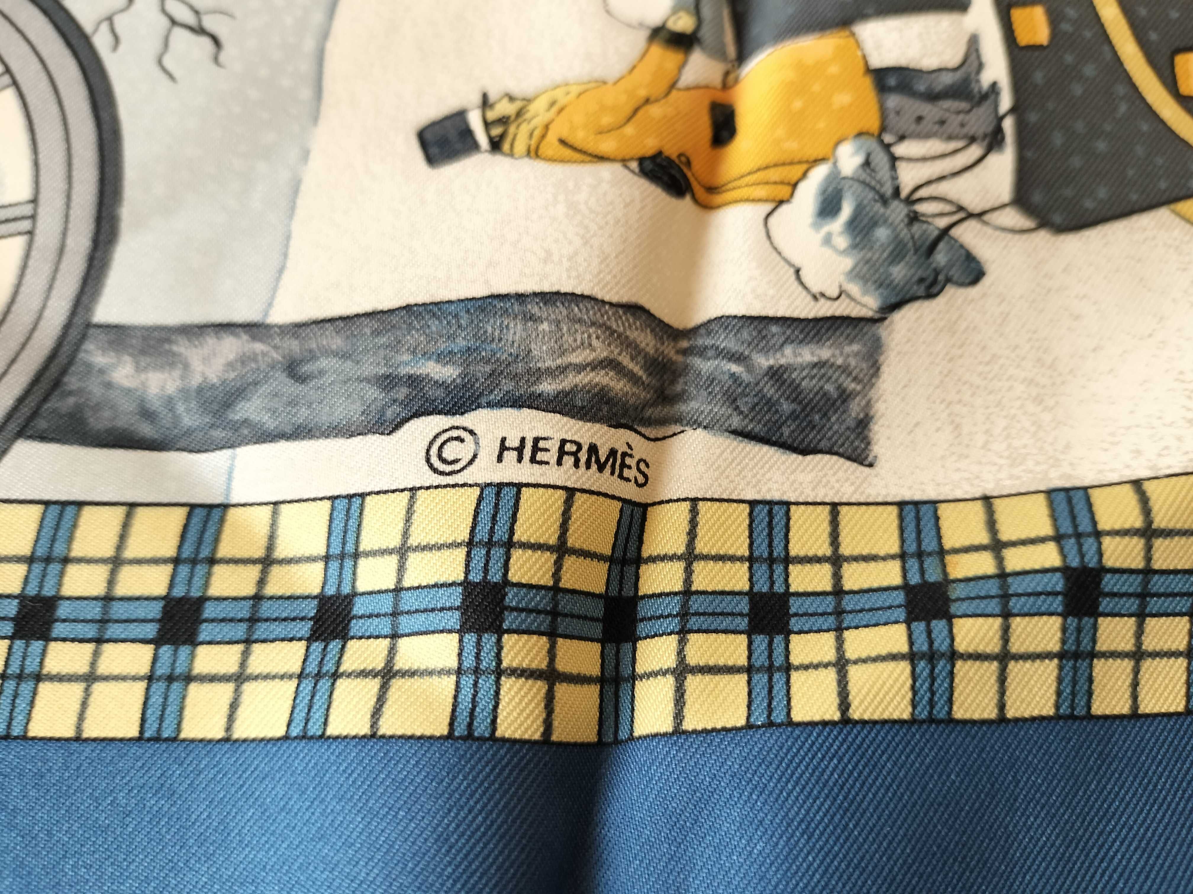 Hermes Philippe Ledoux Silk Twill Scarf L'Hiver en Poste