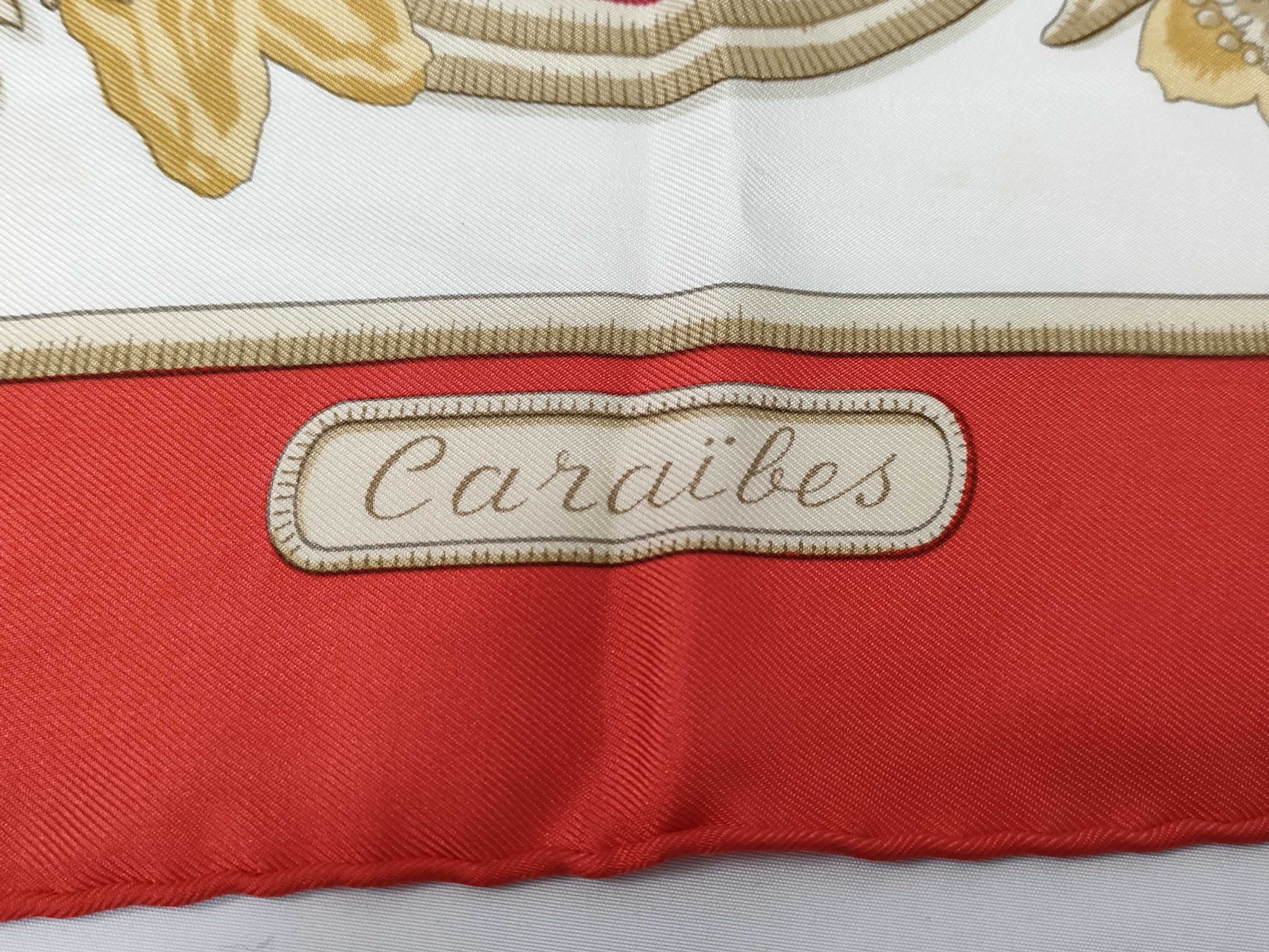 Hermes Silk Caraibes Scarf designed by Christiane Vauzelles