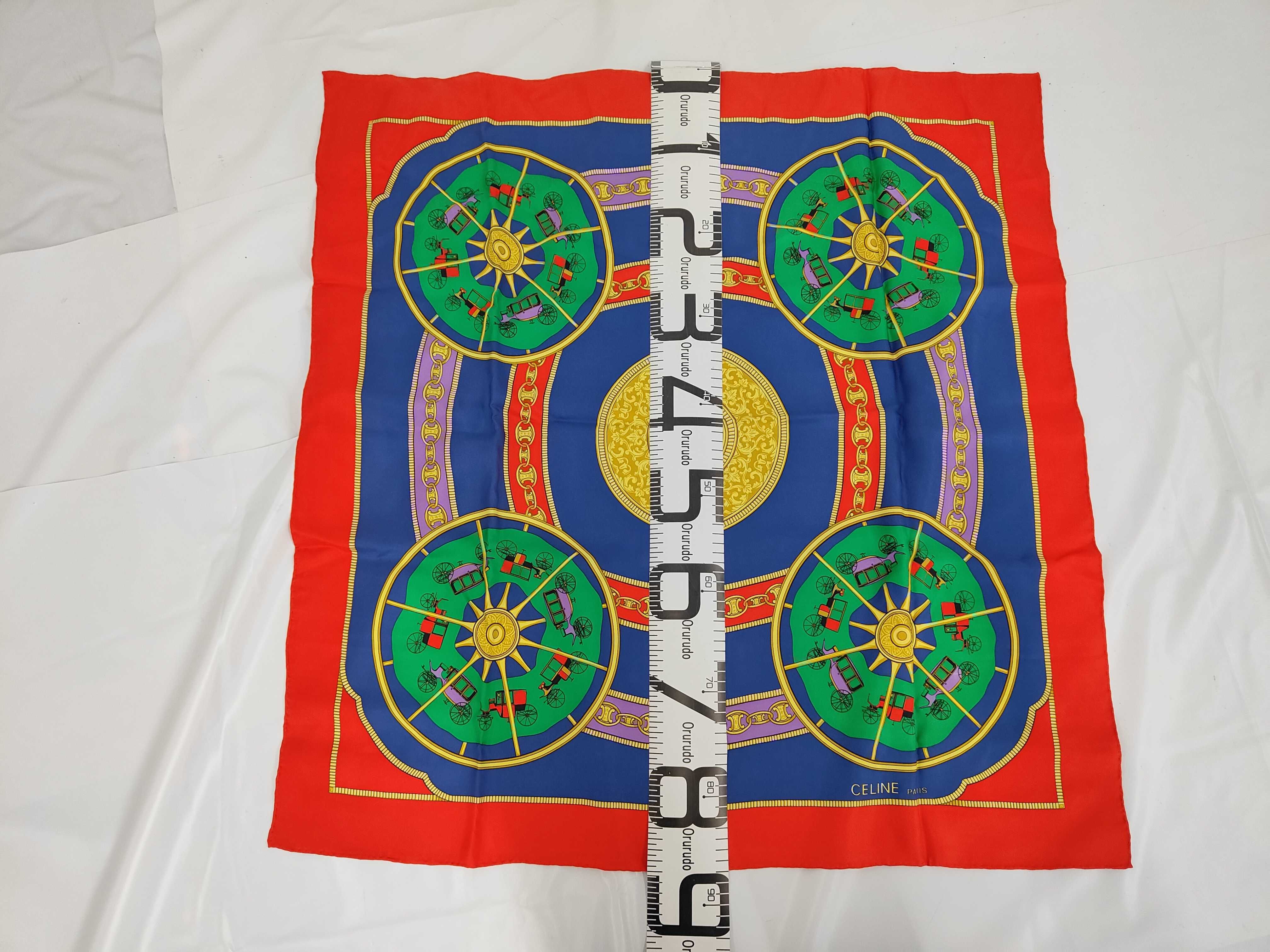 Celine Equestrian Carriage Motif Silk Scarf