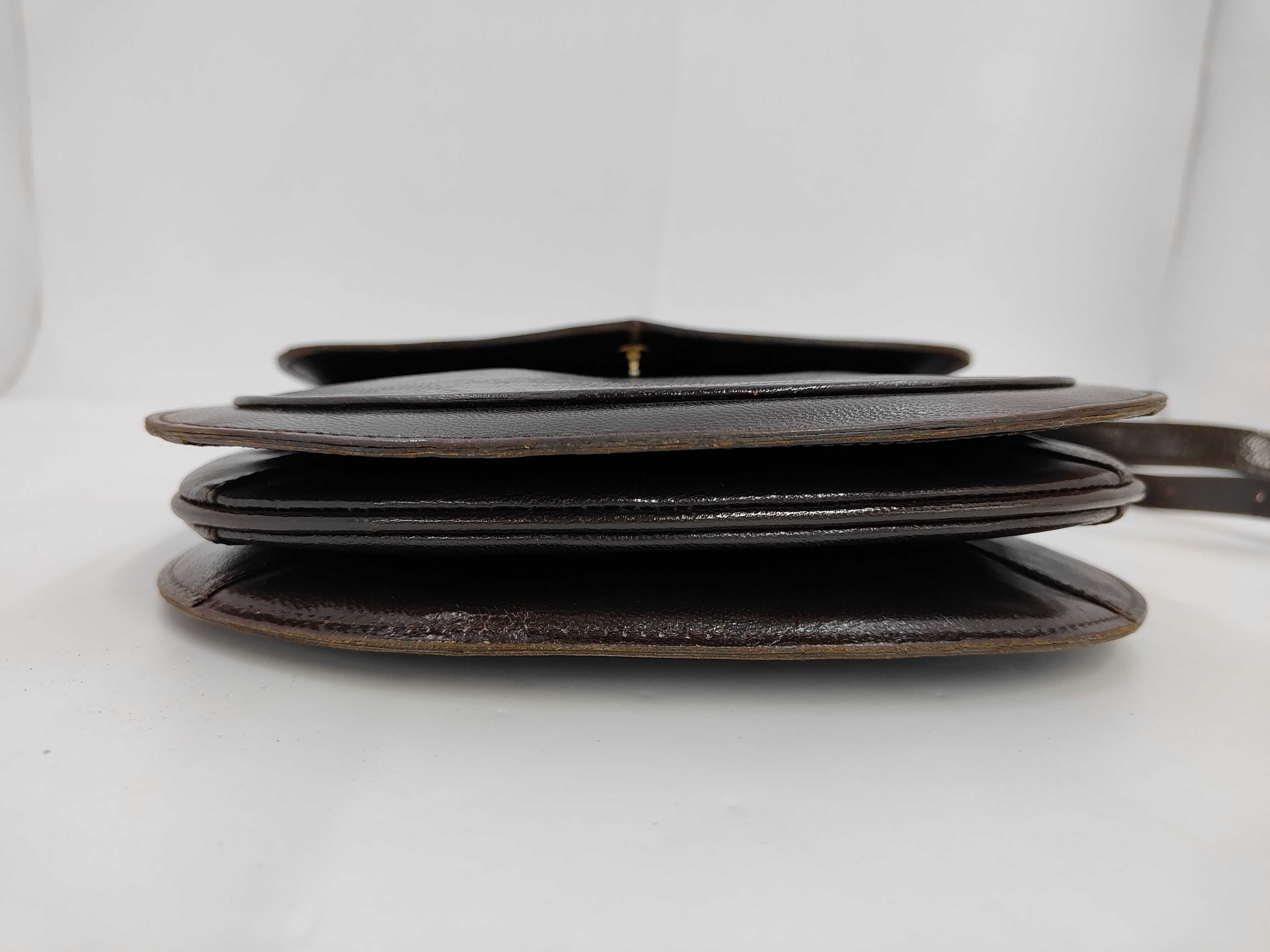 Yves Saint Laurent Vintage Dark Brown Leather and Genuine Lizard Skin Leather Shoulder Bag