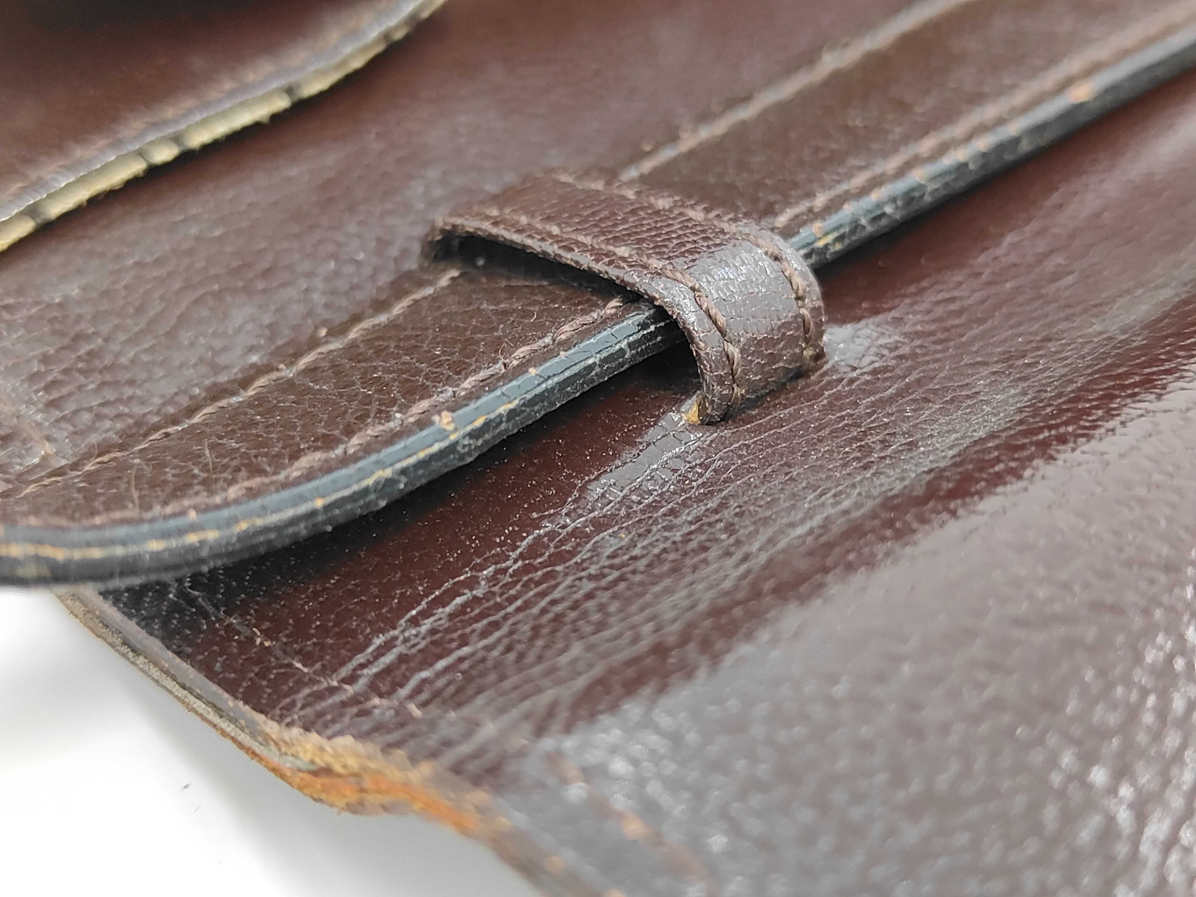 Yves Saint Laurent Vintage Dark Brown Leather and Genuine Lizard Skin Leather Shoulder Bag