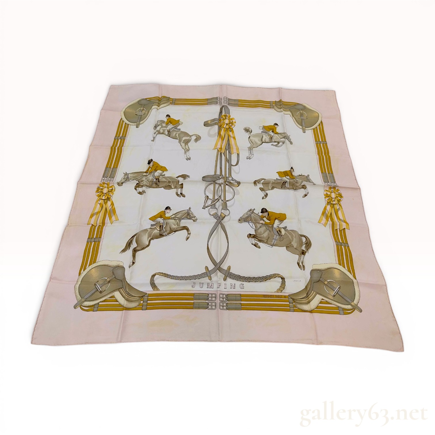 Hermes Jumping Pattern Silk Scarf by Philippe Ledoux