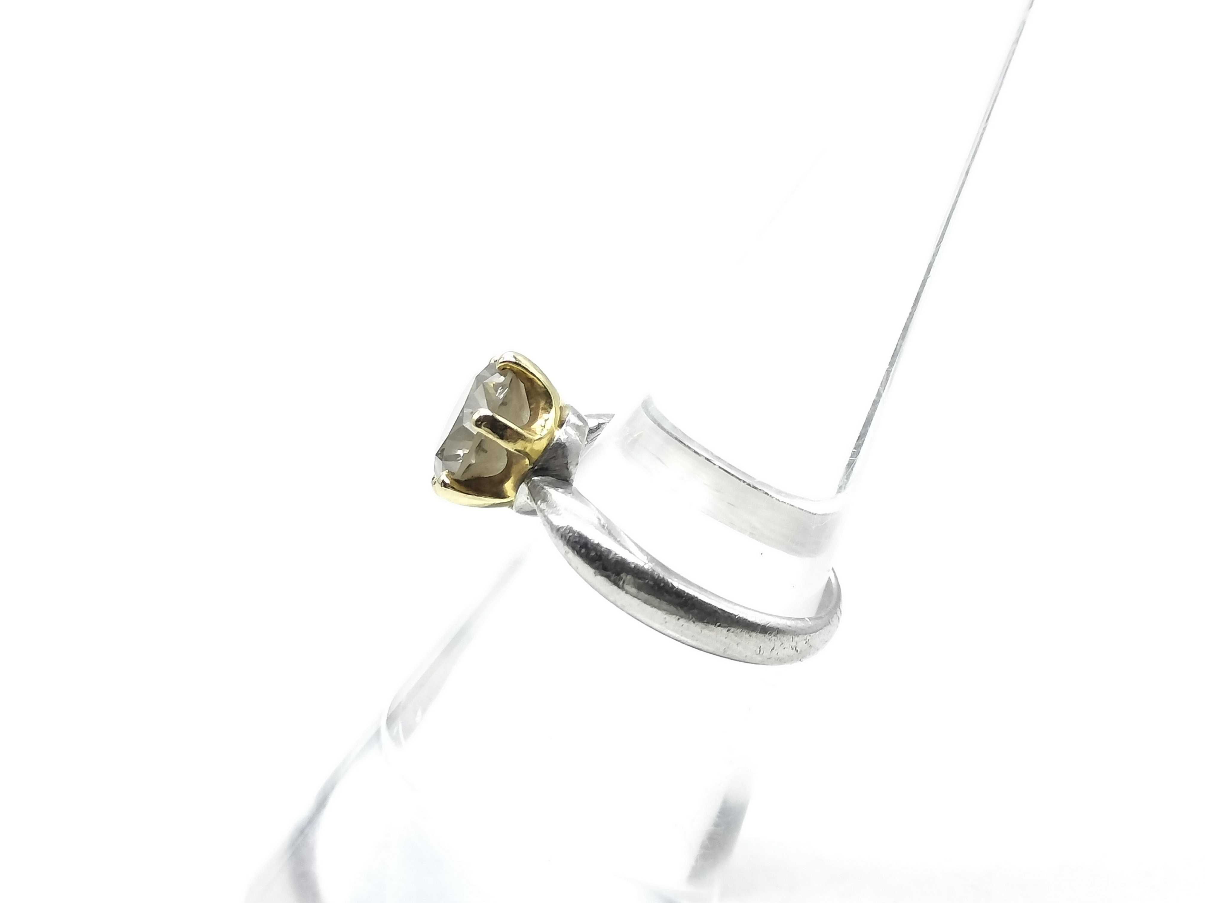 2.078 Carat Brown Diamond Solitaire Ring in Platinum and 18 Karat Yellow Gold