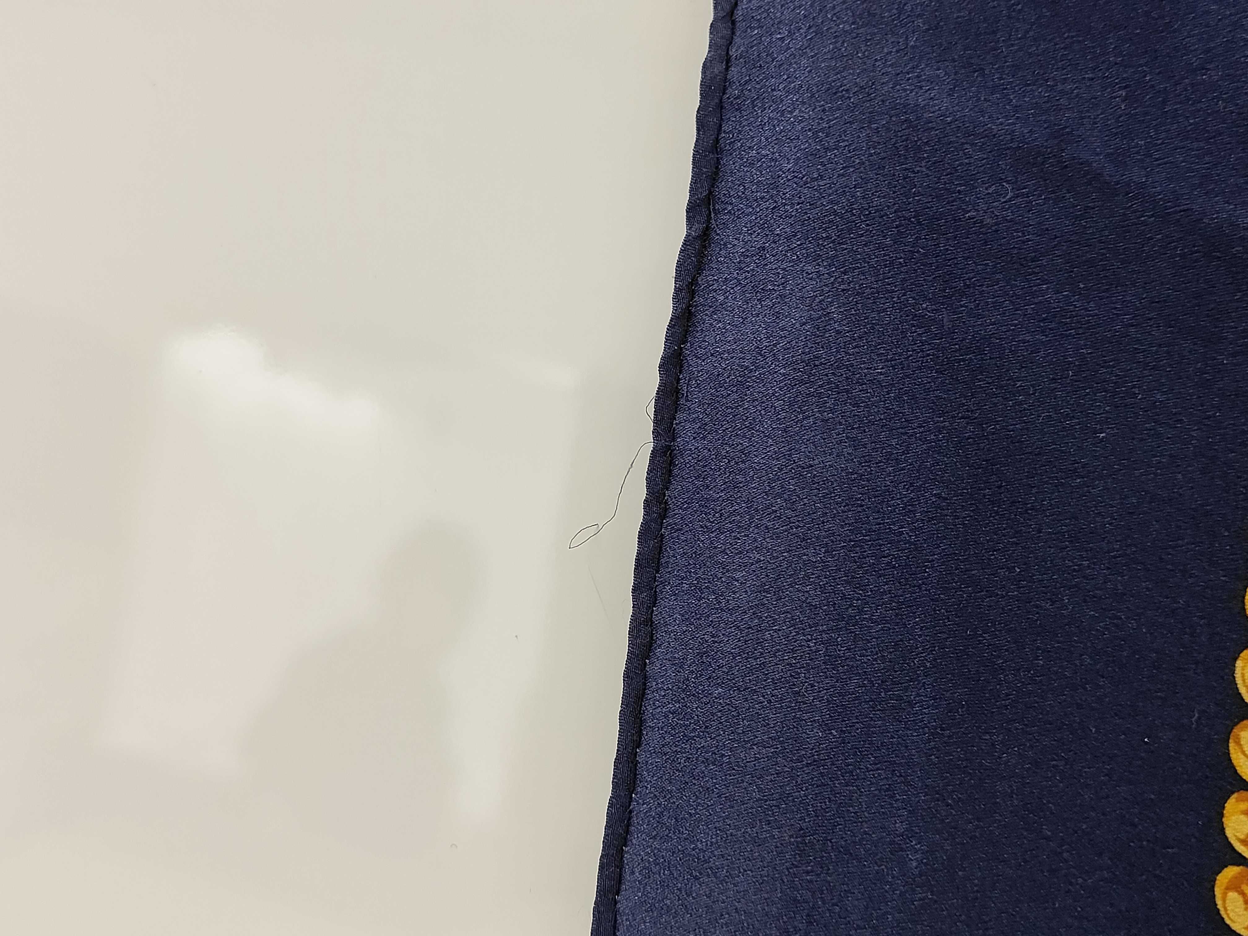 Christian Dior Navy Silk Scarf with Gold Chain and Medallion Motif