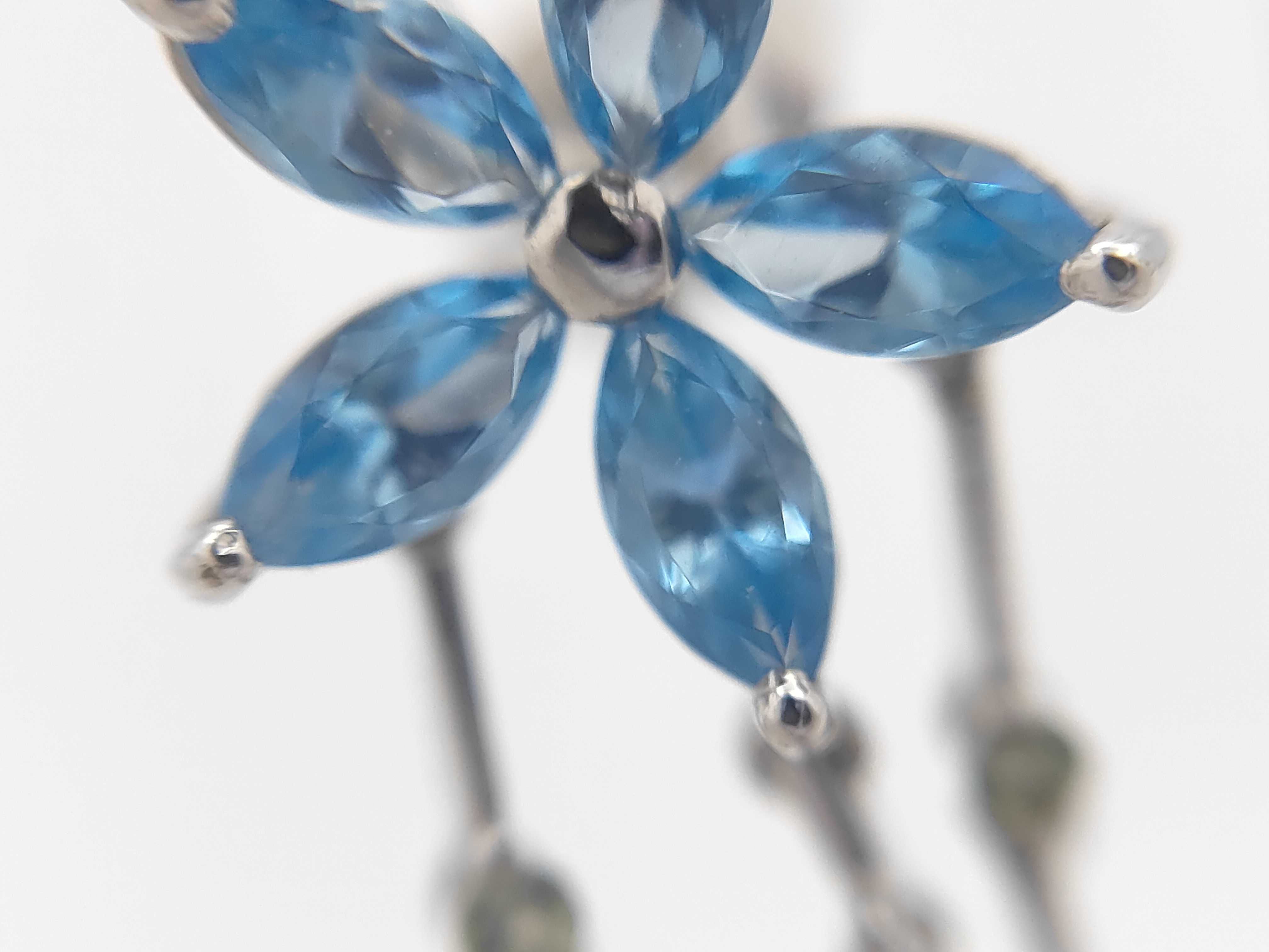 A Pair of 18K White Gold Multi-Gemstone Articulated Drop Earrings