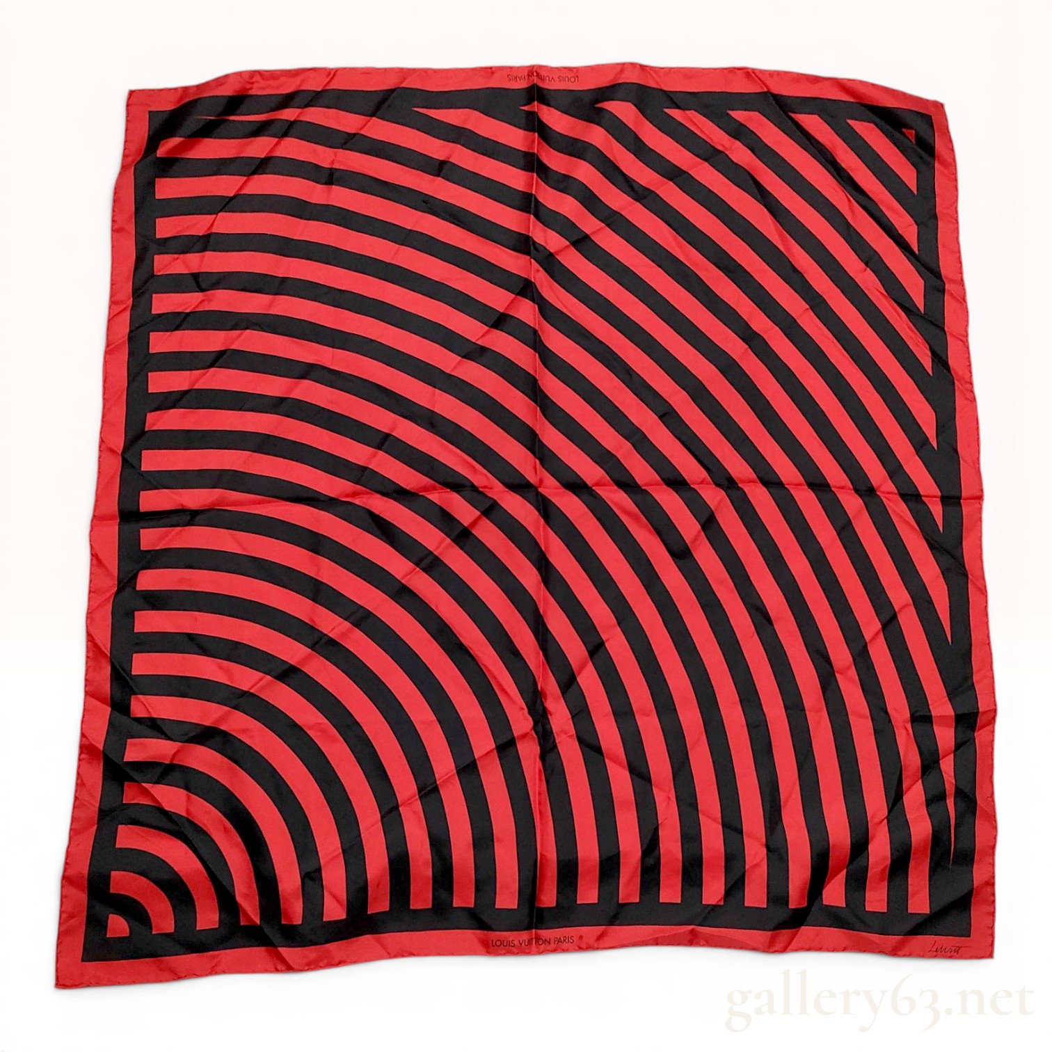 Louis Vuitton Sol LeWitt Red and Black Geometric Silk Scarf