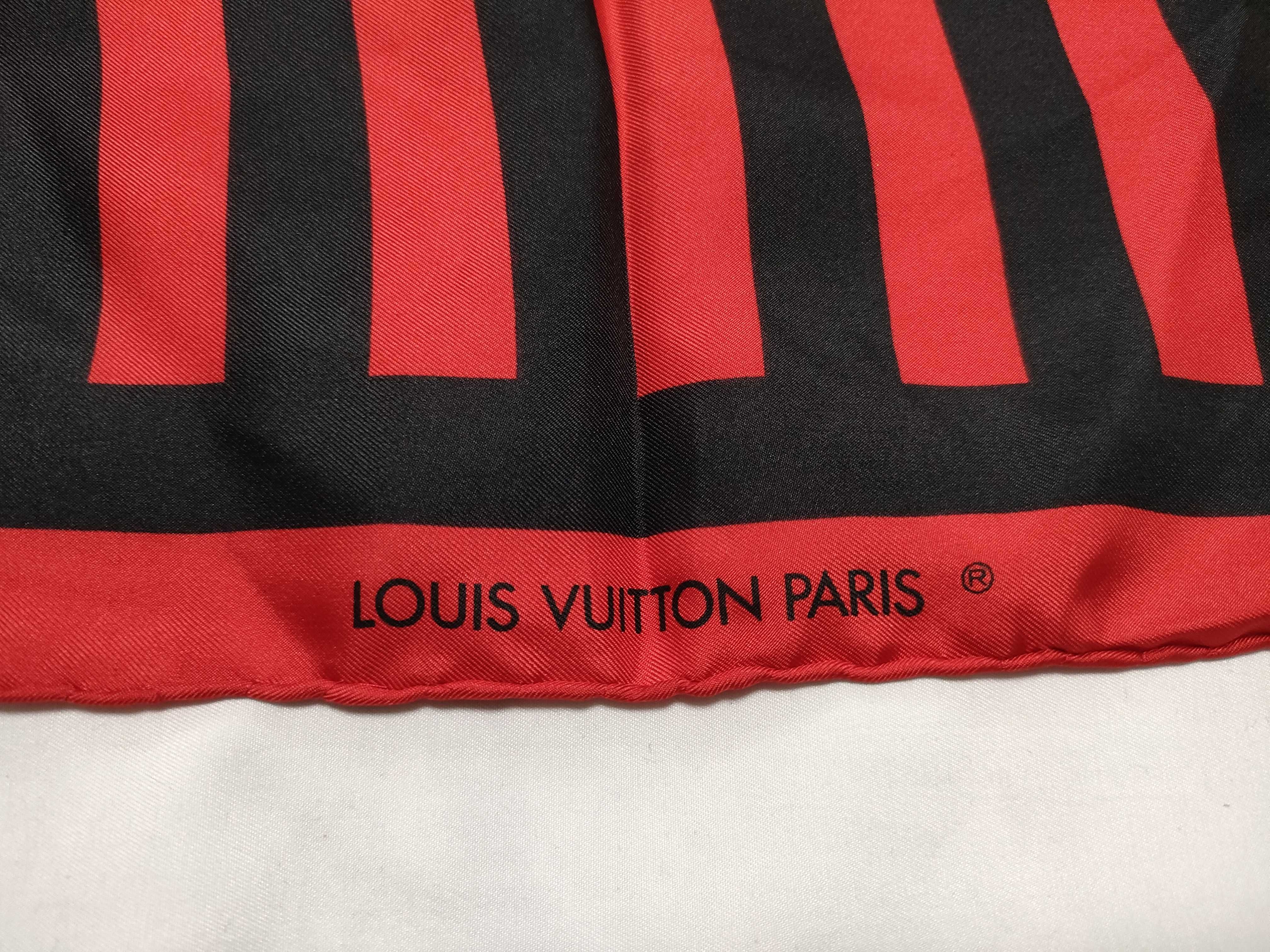 Louis Vuitton Sol LeWitt Red and Black Geometric Silk Scarf