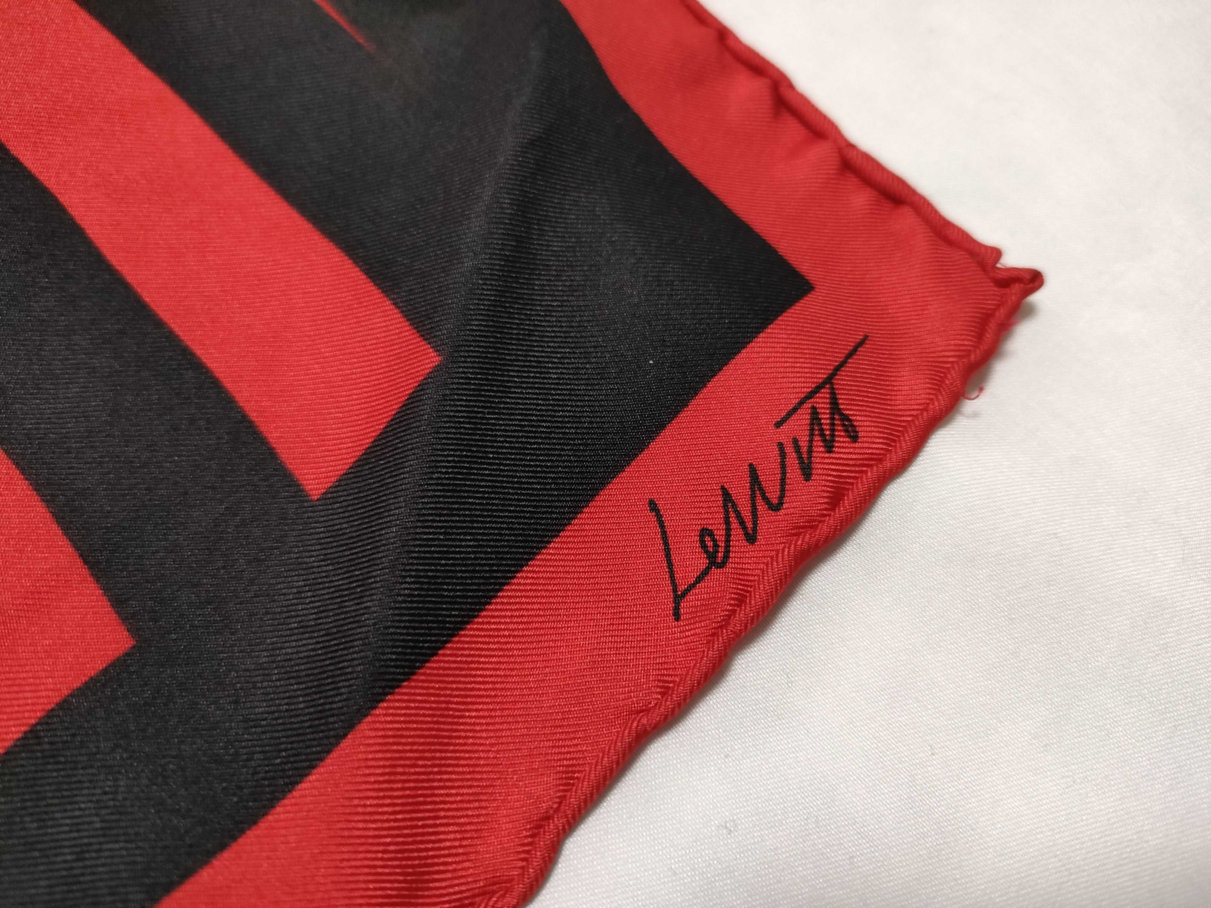 Louis Vuitton Sol LeWitt Red and Black Geometric Silk Scarf