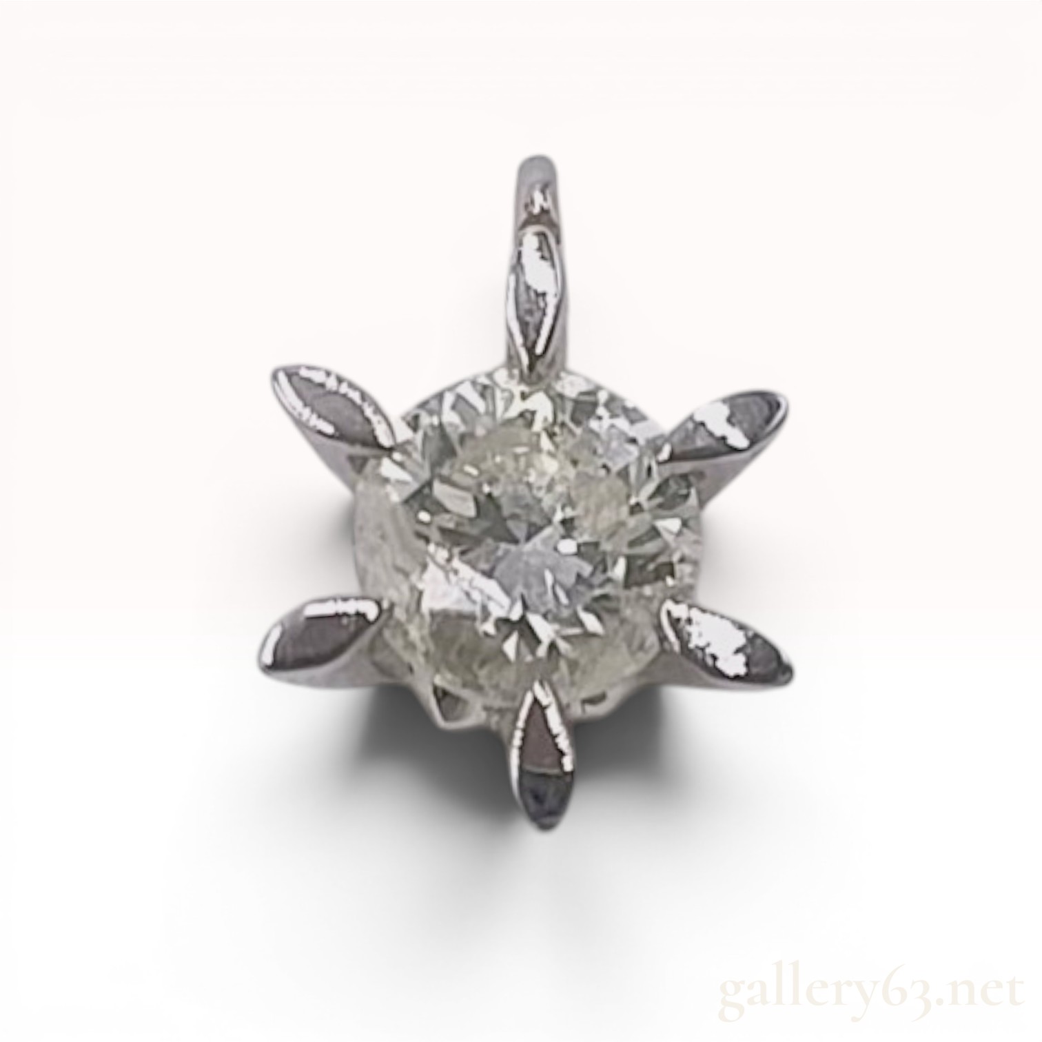 Platinum and 0.33 Carat Diamond Starburst Solitaire Pendant