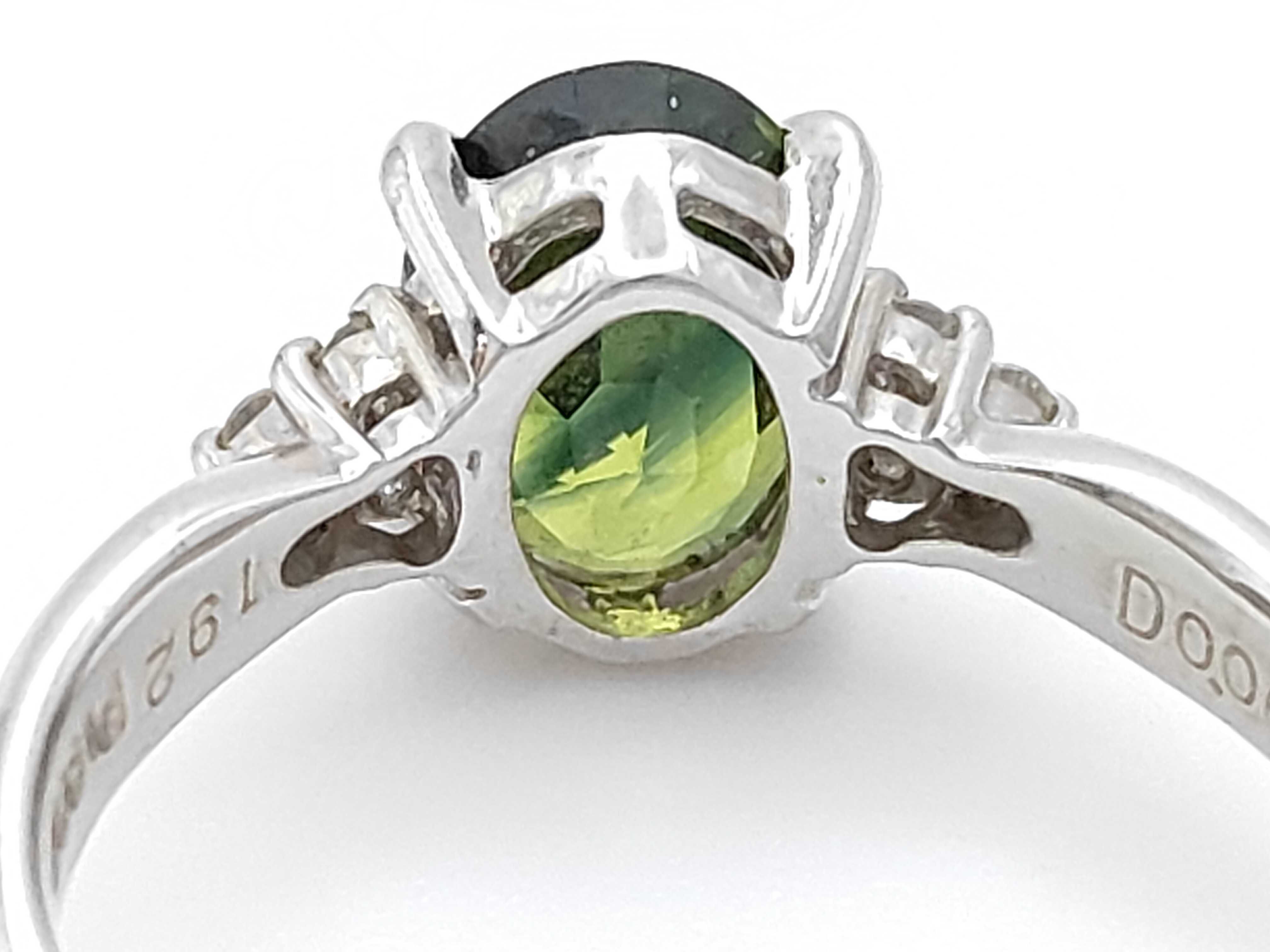 Platinum Green Sapphire and Diamond Cocktail Ring