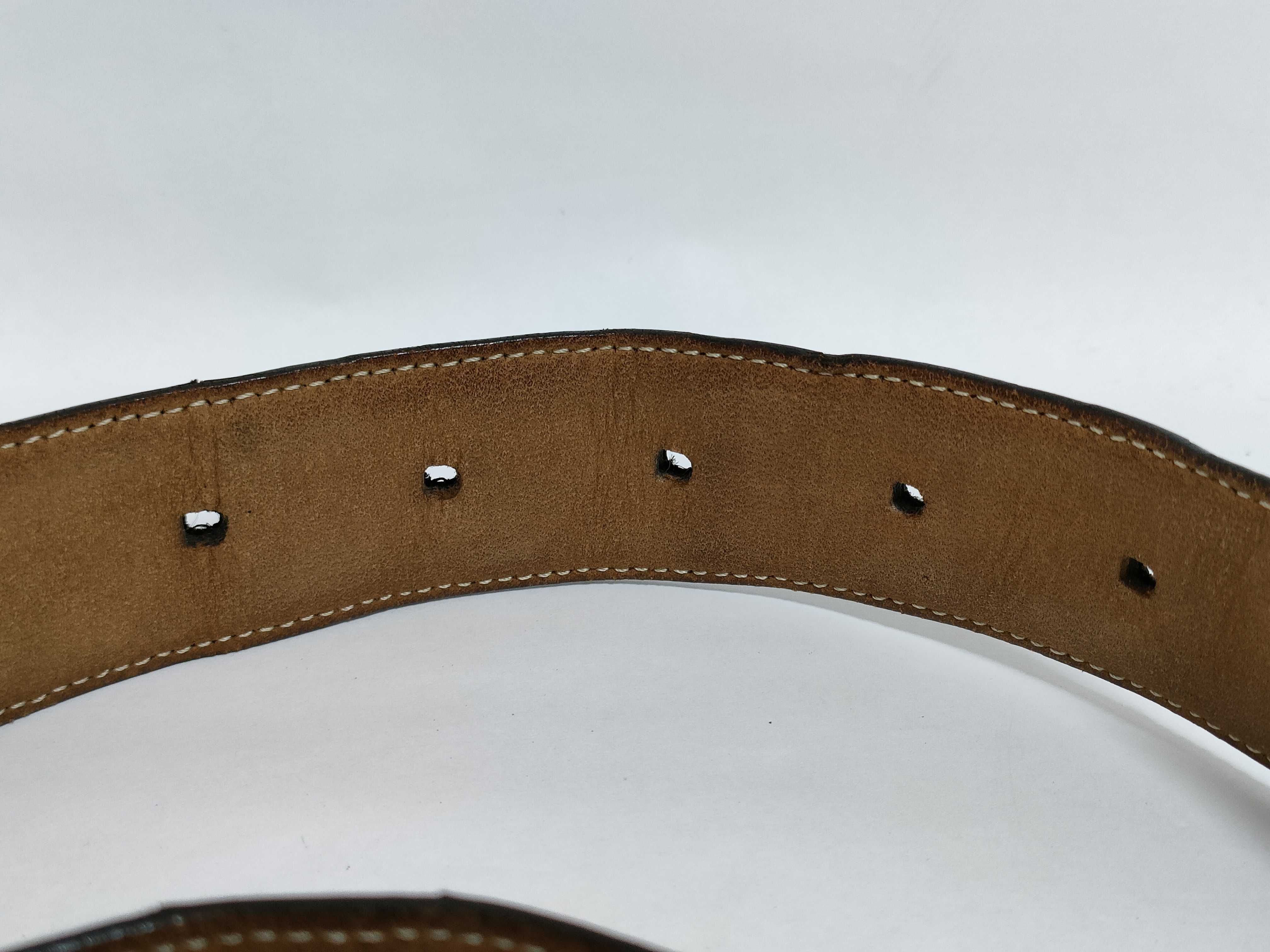 Cartier Black Glazed Exotic Leather Waist Belt with Gold-Toned Hardware