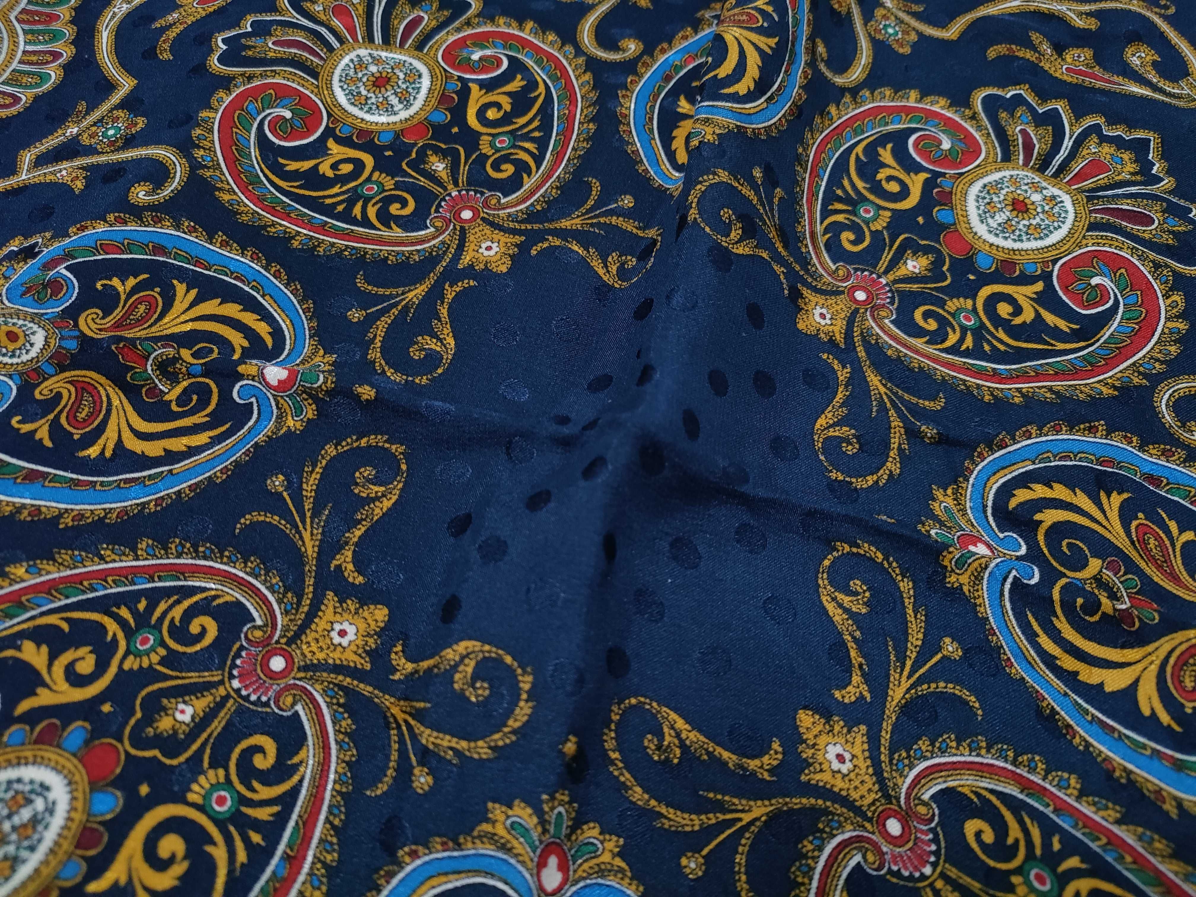 Yves Saint Laurent Vintage Silk Foulard Scarf with Paisley and Medallion Motif