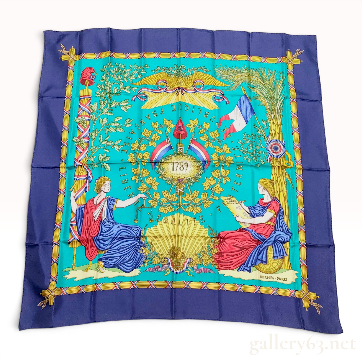 Hermes Republique Francaise Liberte Egalite Fraternite Silk Scarf